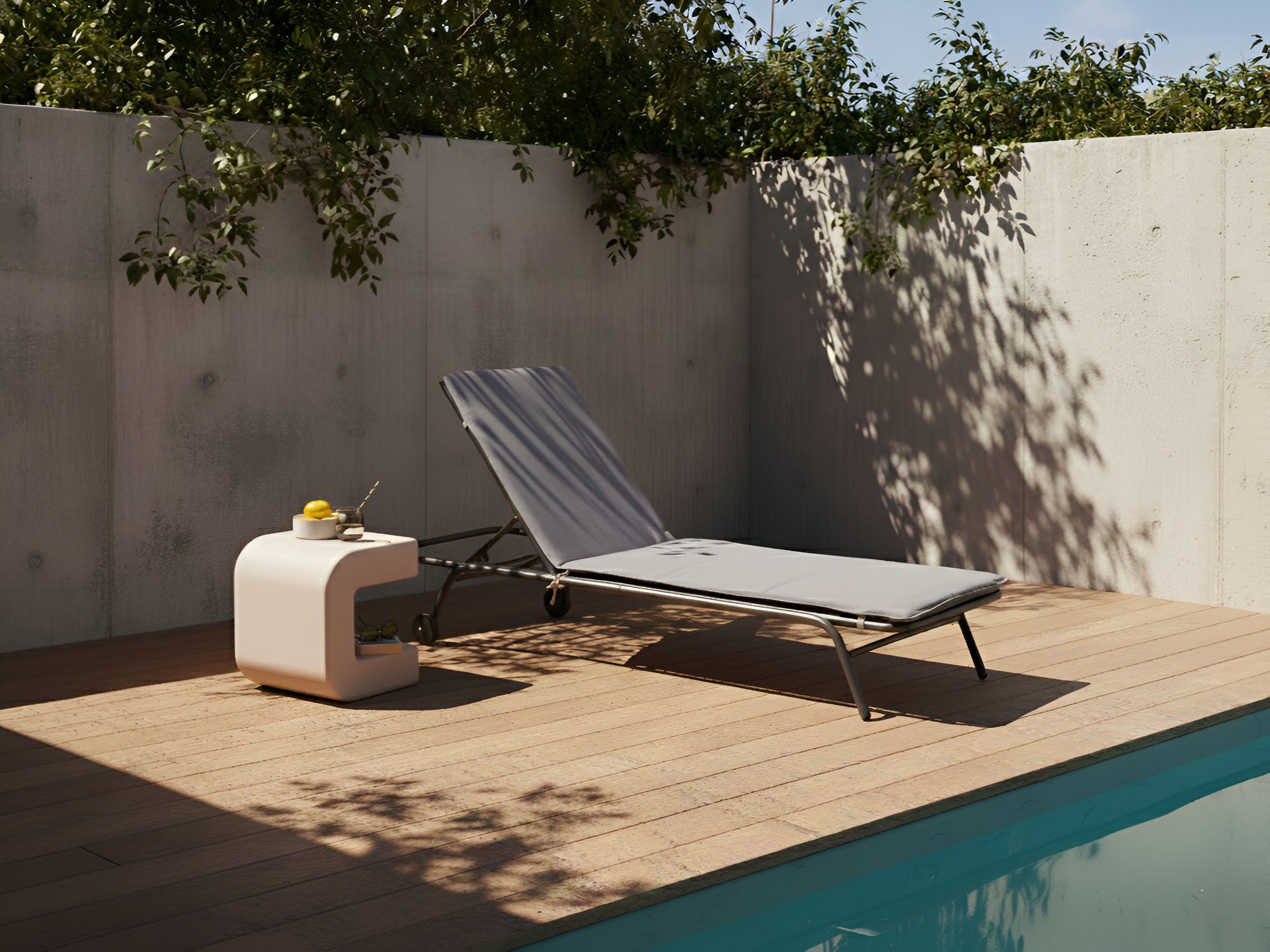 Sun Lounger VOLTERRA Metal Grey