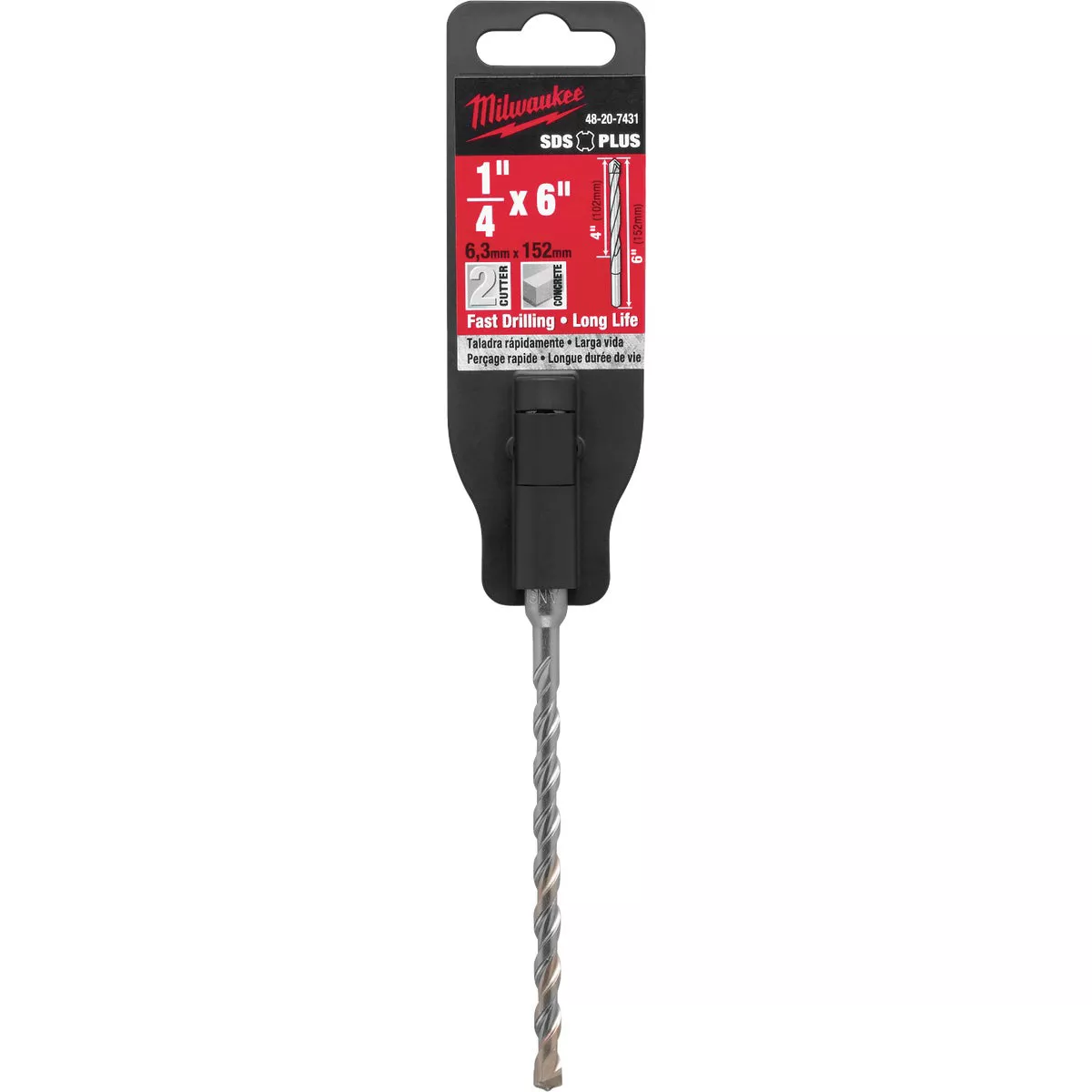 Milwaukee M/2 SDS-Plus 1/4 In. x 6 In. 2-Cutter Rotary Hammer Drill Bit