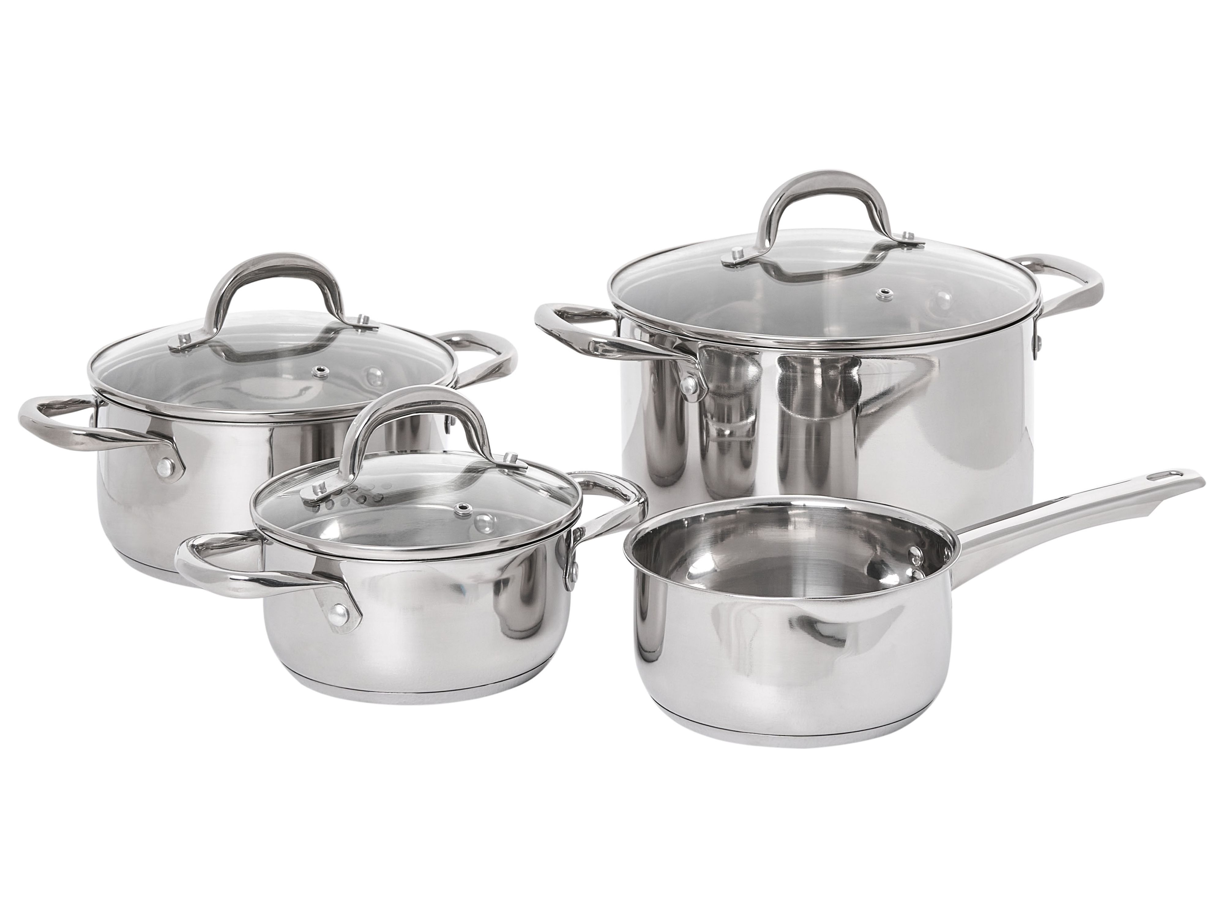 7 Piece Pot Set PRIMECOOK Stainless Steel Silver