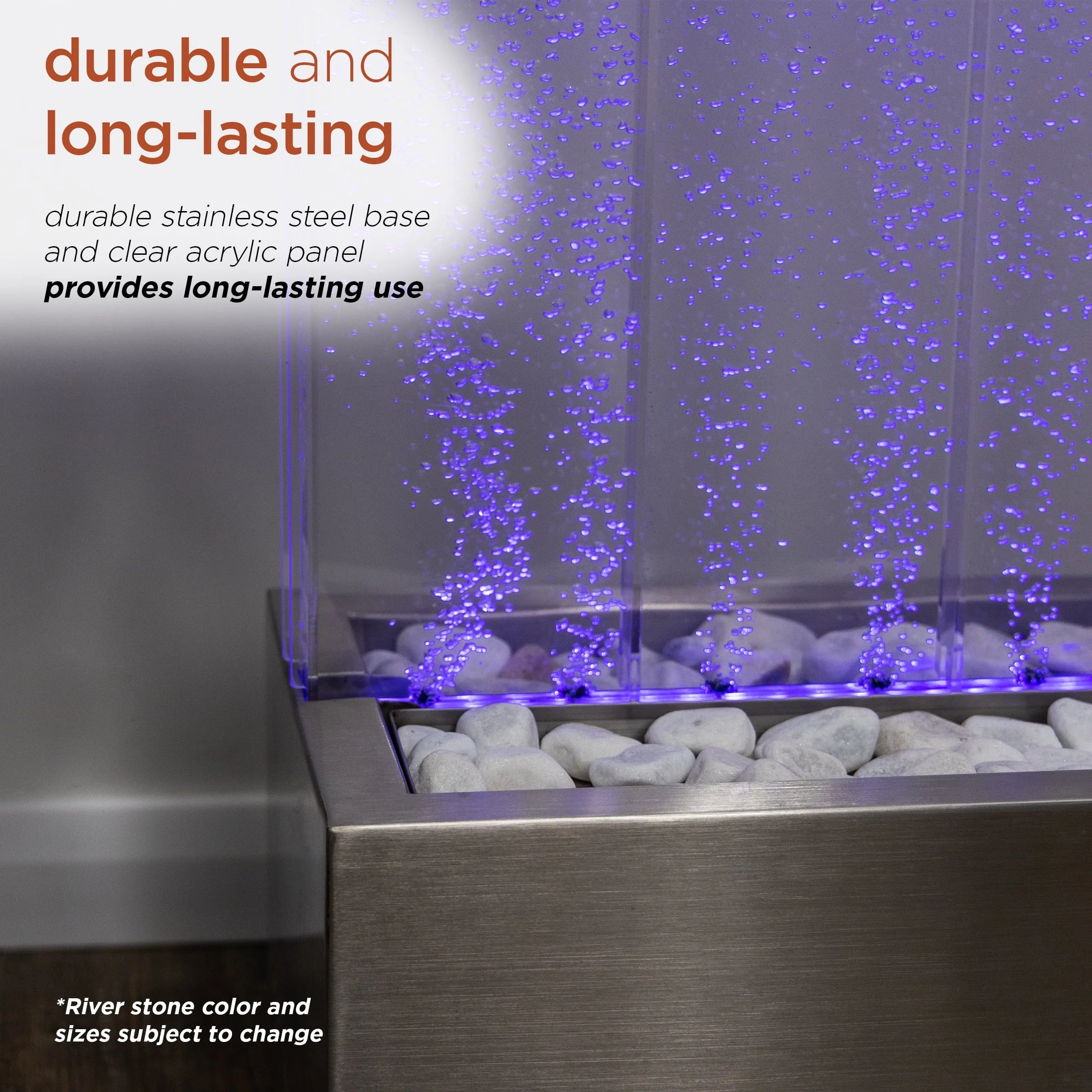 Alpine Corporation 72"H Indoor Acrylic Bubble Wall Corded Electric Fountain - Image 7