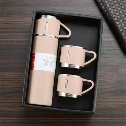 Stainless Steel Thermos Cup Three Lids 500ml Large Business Gift Set Household Vacuum Insulated BPA Free 12-24hr