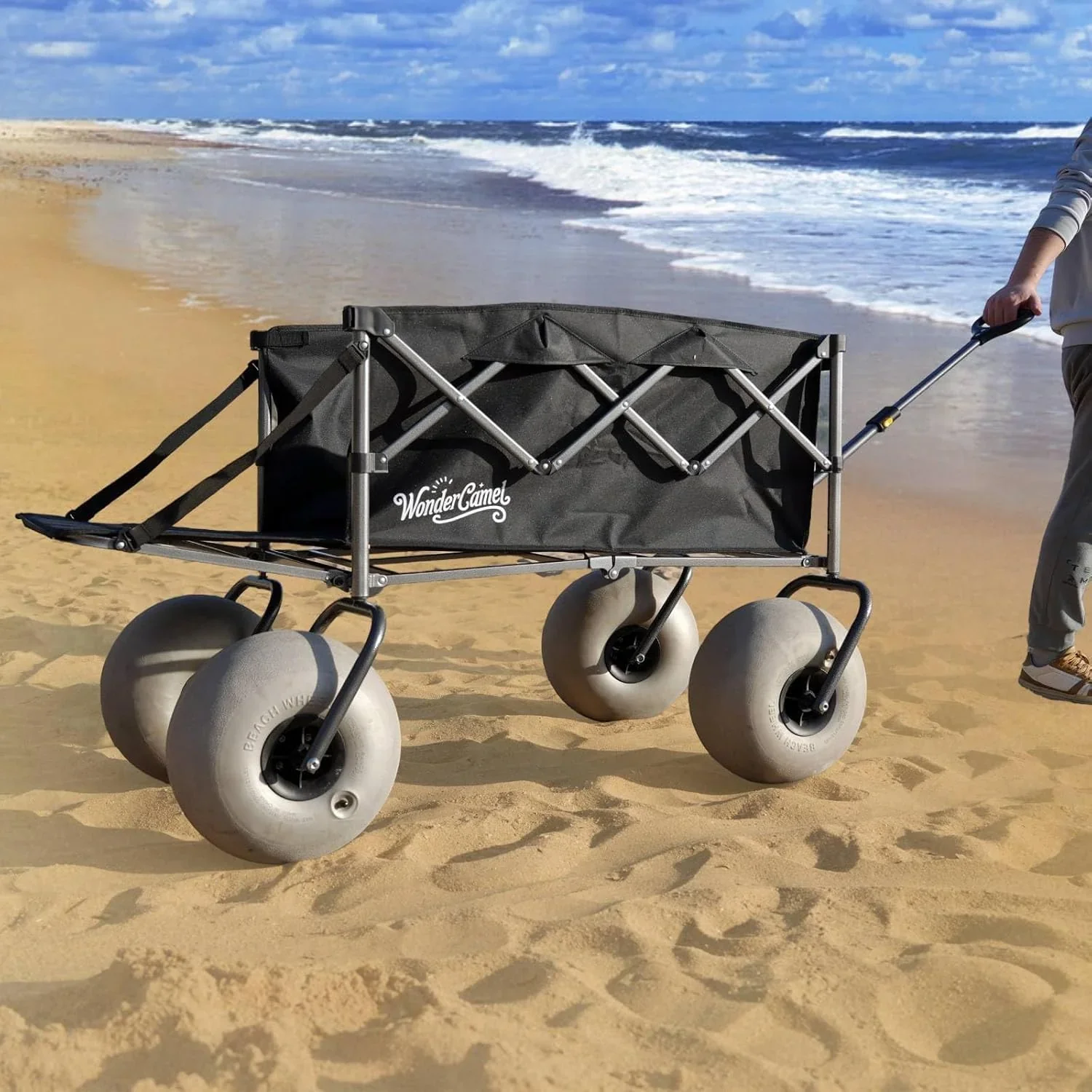 WONDERCAMEL Collapsible All-Terrain Beach Wagon With 13in Balloon Wheels, 185L, 46in D x 28.98in W x 46in H - Image 7 WONDERCAMEL Collapsible All-Terrain Beach Wagon With 13in Balloon Wheels, 185L, 46in D x 28.98in W x 46in H - Image 7