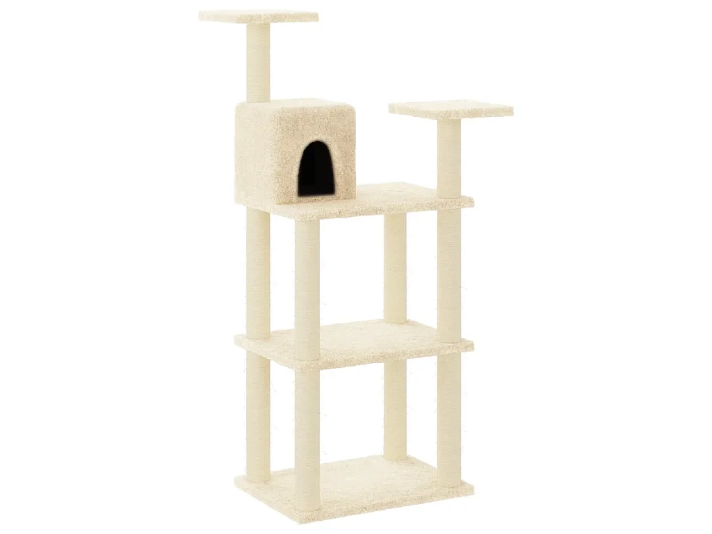 Arbre à chat avec griffoirs en sisal crème 118,5 cm