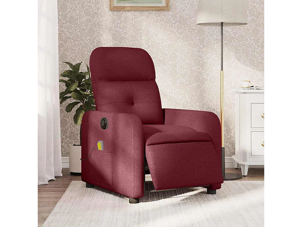 Fauteuil inclinable électrique-Fauteuil de massage de Salon Rouge bordeaux Tissu SHL3599