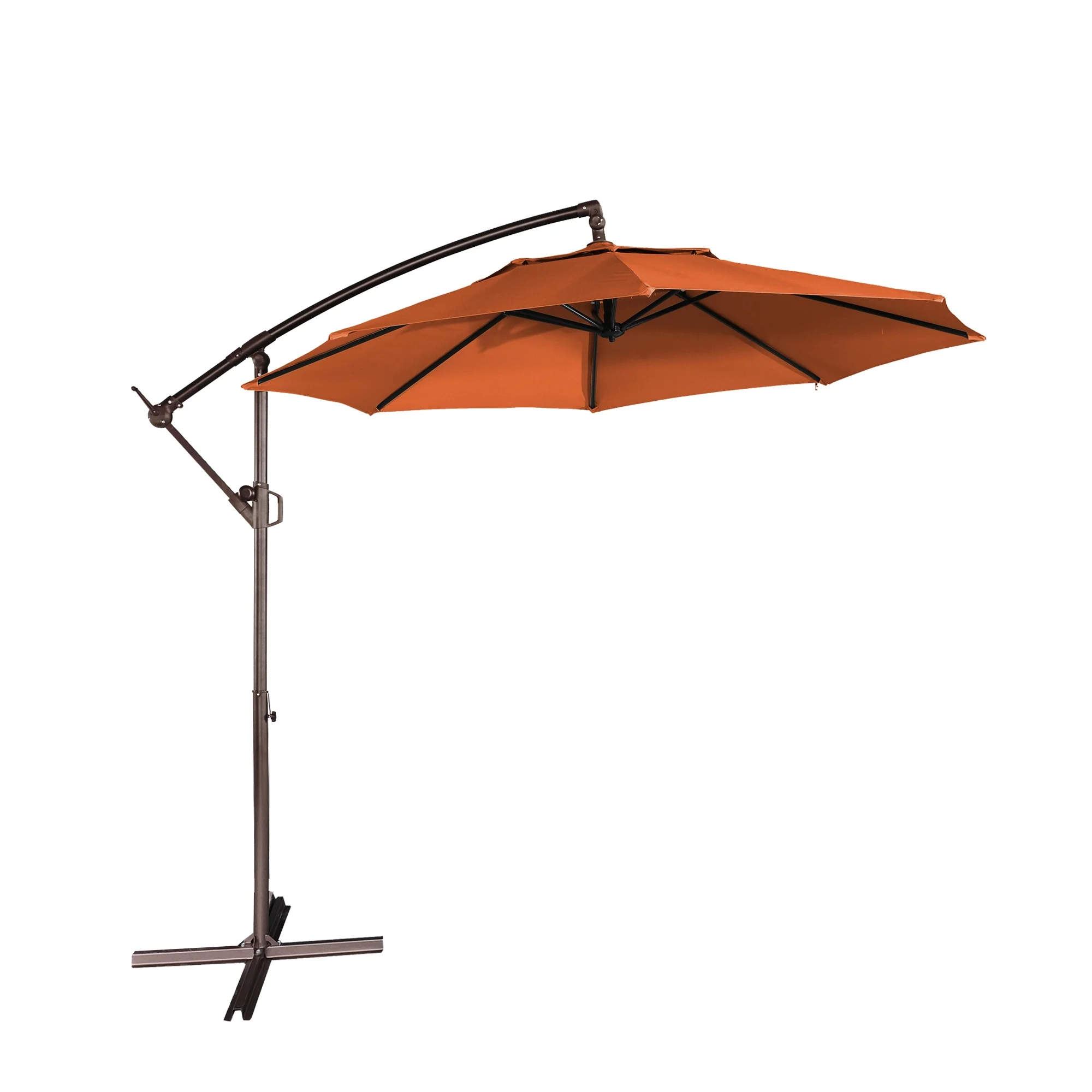 Mondawe 10ft Solar Lights Offset Cantilever Patio Umbrella - with Light, LED Lighted Offset Hanging Patio Outdoor Market Umbrella UPF50+ UV Protection with Crank,Navy Blue - Image 28