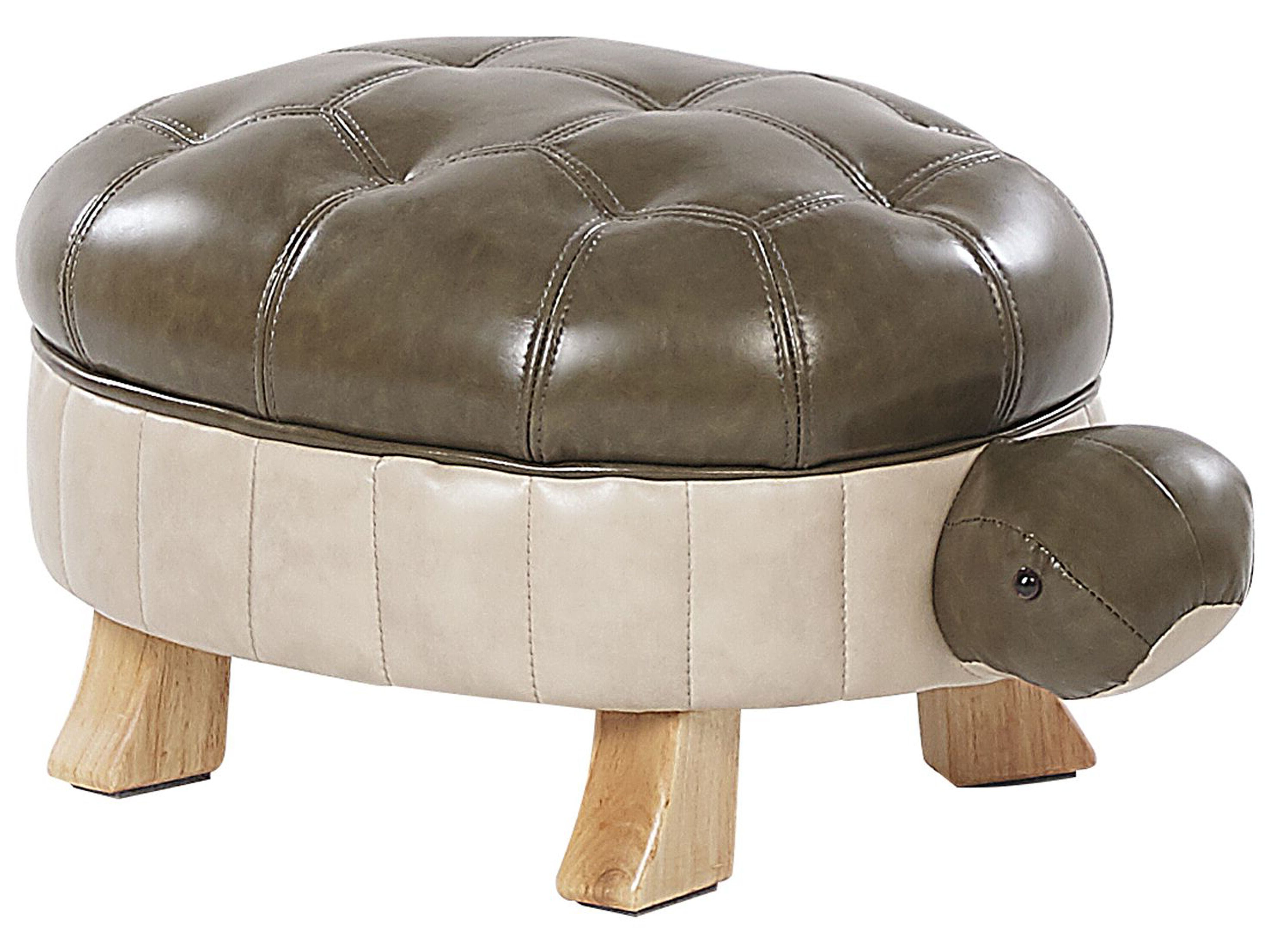 Animal Stool TURTLE Faux Leather Dark Green Turtle