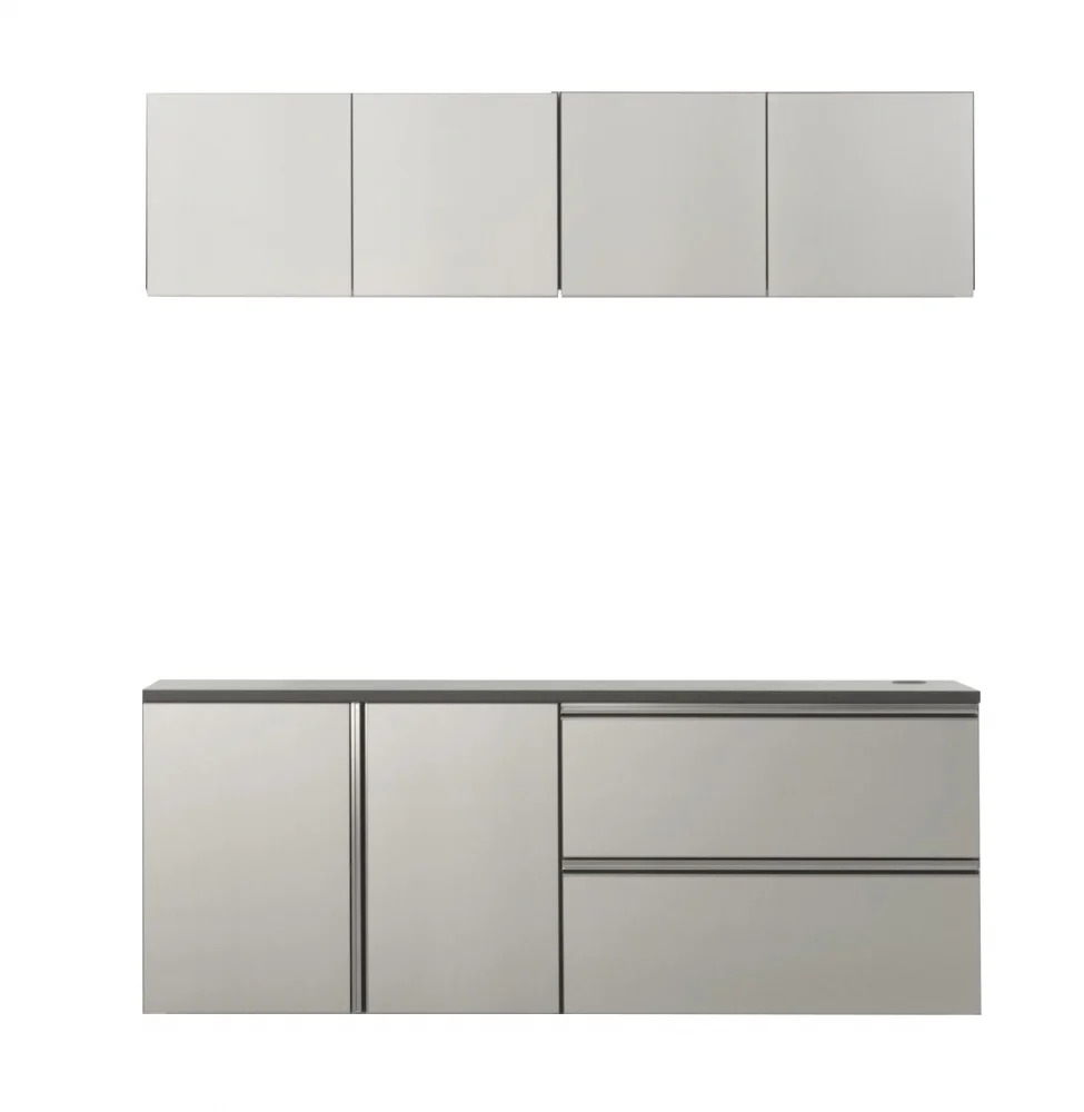 7-Piece Storage Cabinet Set, Modern Style Kitchen Furniture Set with Stand Cupboard and Console Table, Wall-Mounted or Free-standing Cabinet Set for Living Room, Kitchen, Dark Gray - Image 34