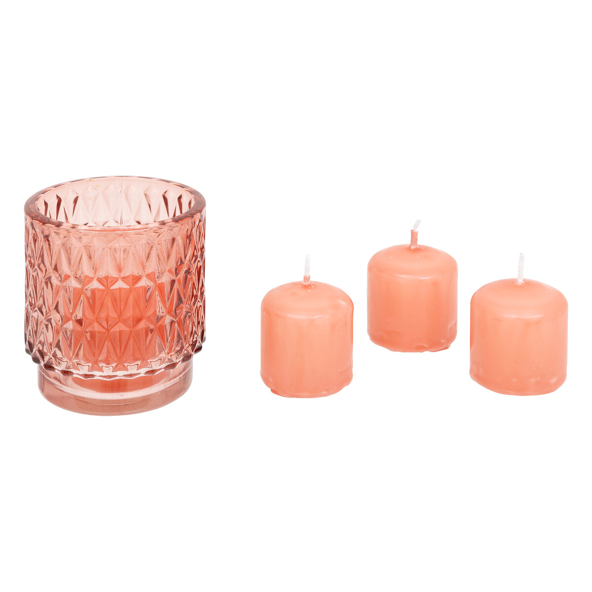 "Oudy" candle jar set with 4 candles Rose