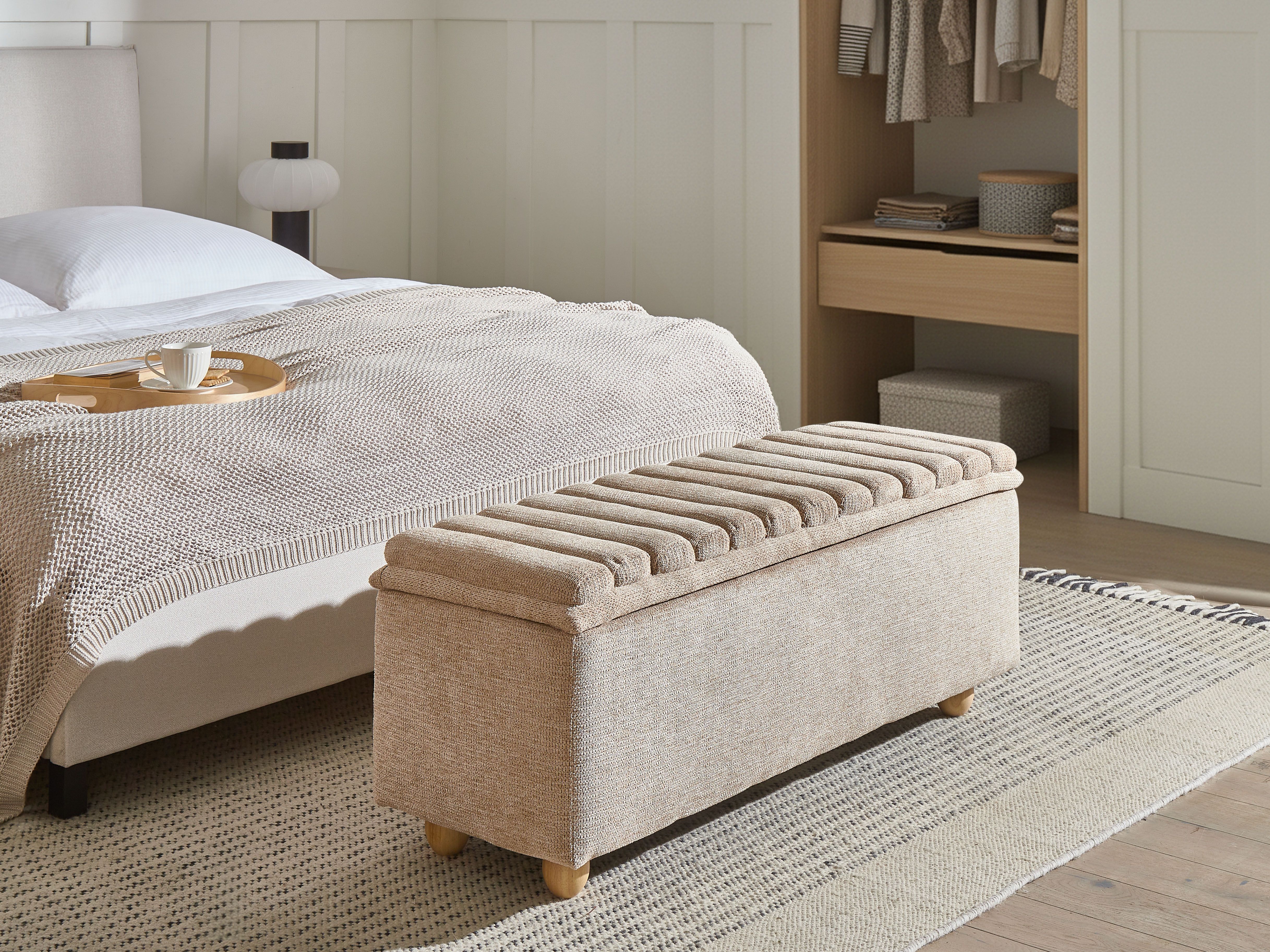 Upholstered Storage Bench SALIDA Fabric Beige