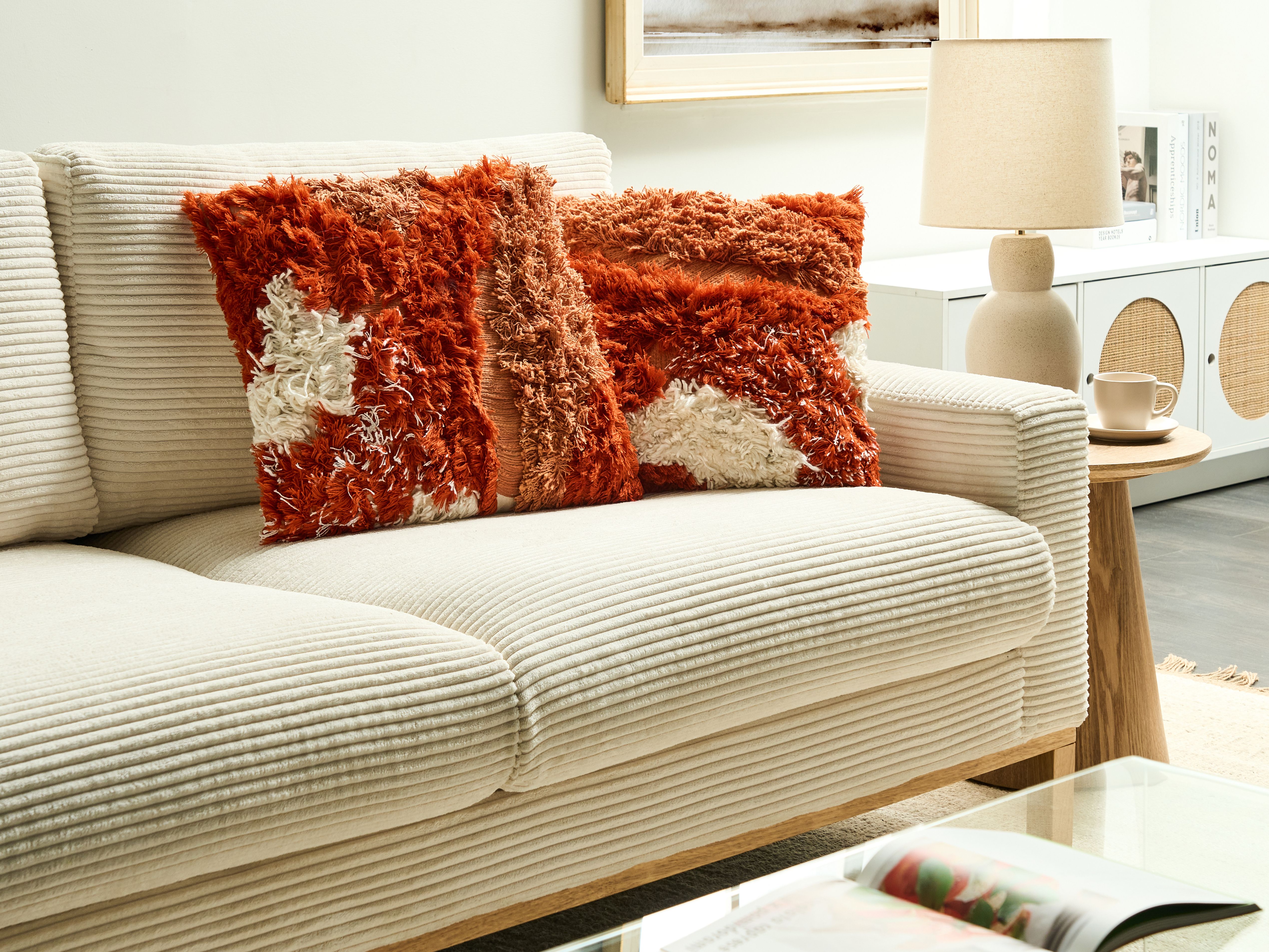 Set of 2 Decorative Cushions SAGENIA Cotton 45 x 45 cm Orange Abstract Pattern