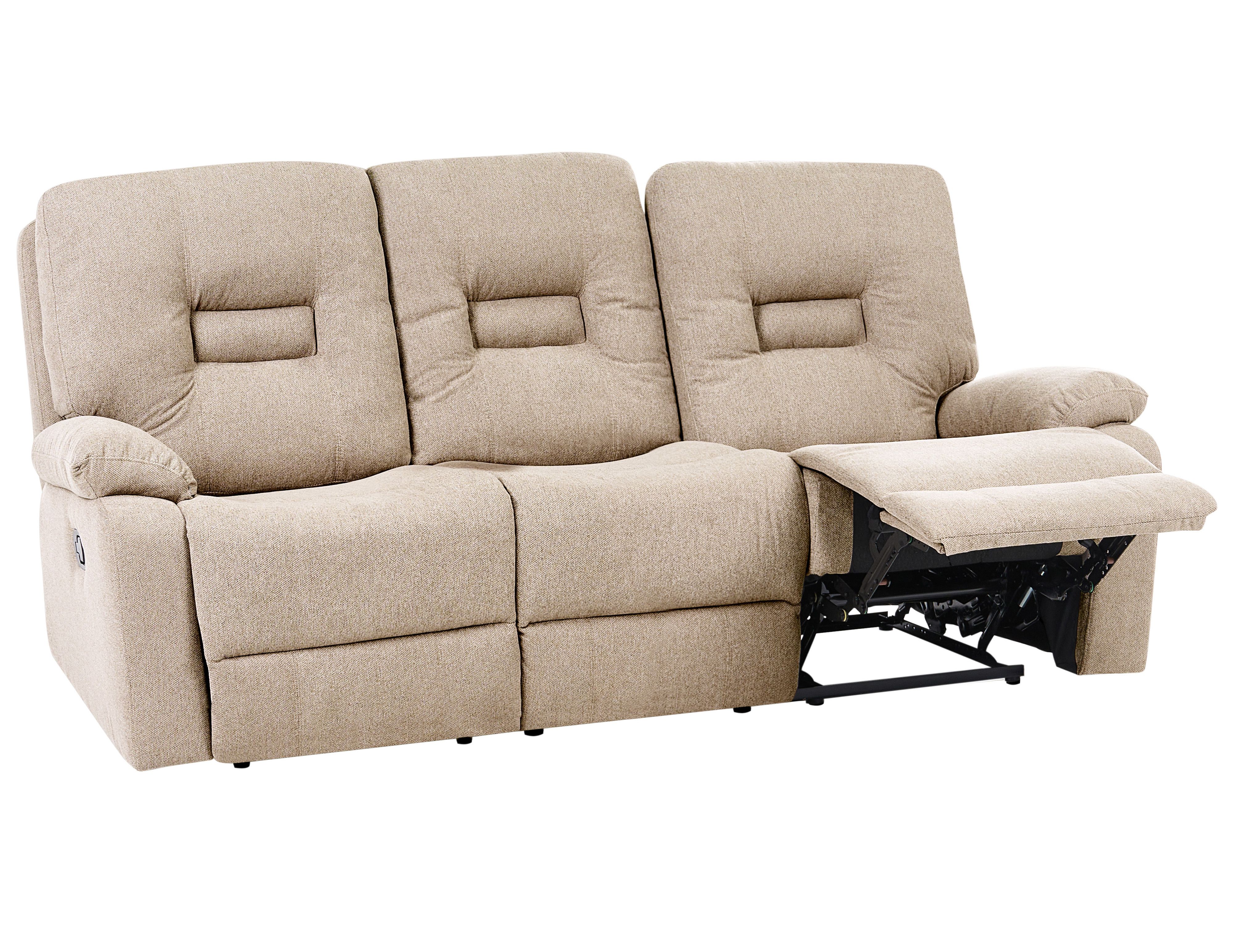 Manual Recliner Sofa 3 Seater BERGEN Fabric Beige