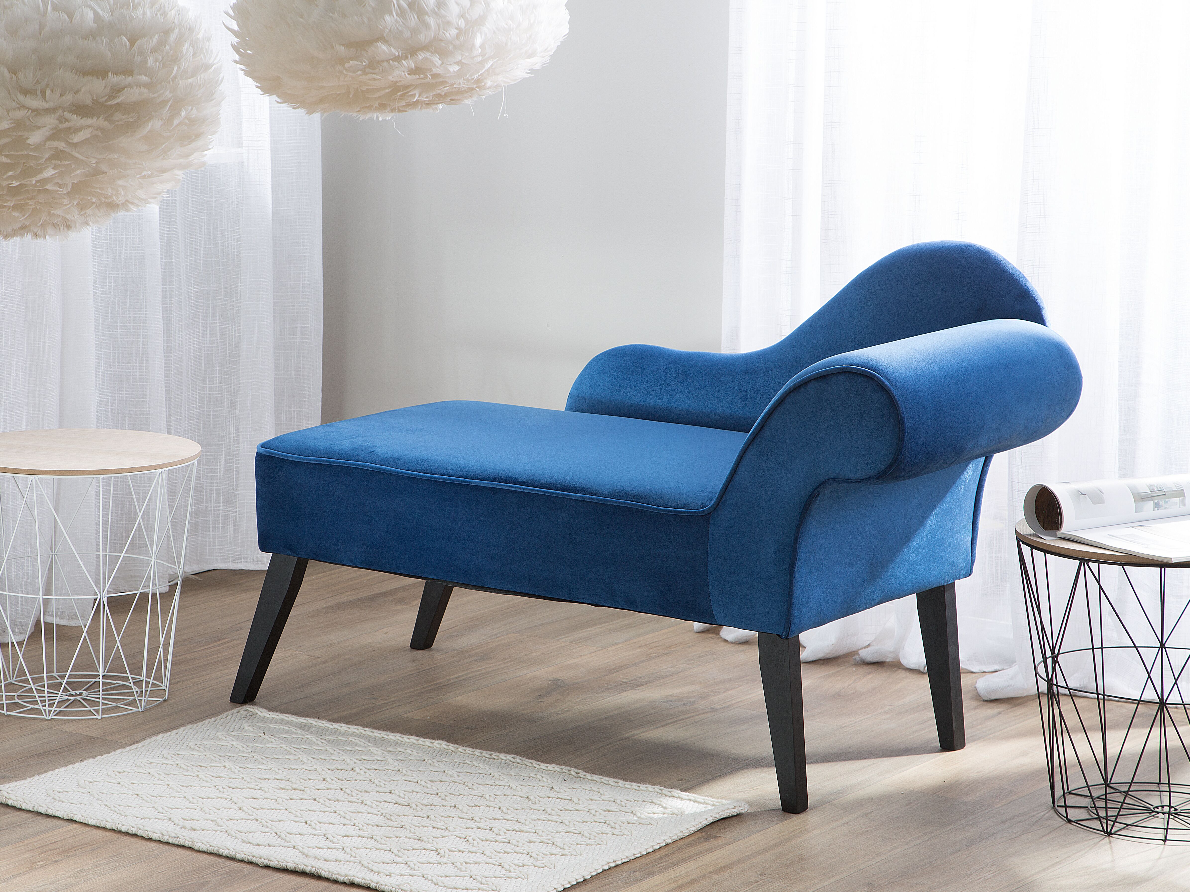 Right-Hand Chaise Lounge BIARRITZ Velvet Navy Blue