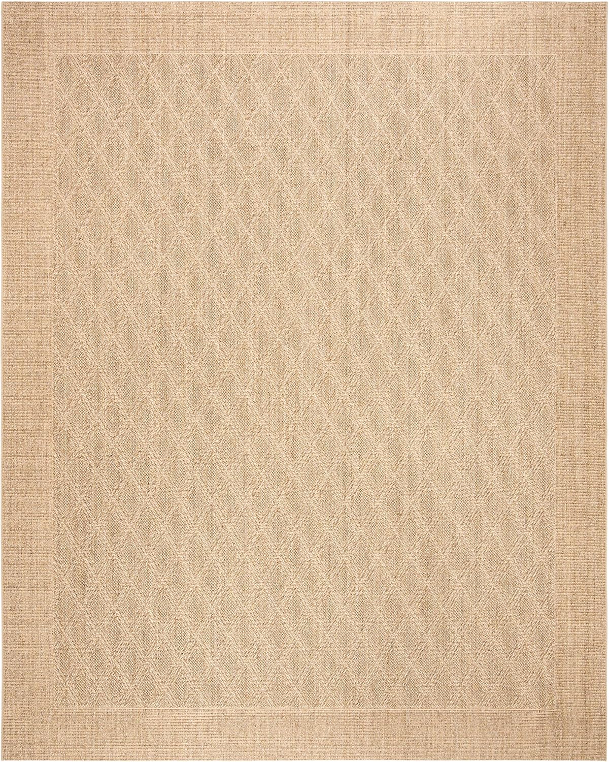 SAFAVIEH Palm Beach Collection Area Rug - 8' x 10', Sand, Sisal & Jute Design, Ideal for High Traffic Areas in Living Room, Bedroom (PAB351A)