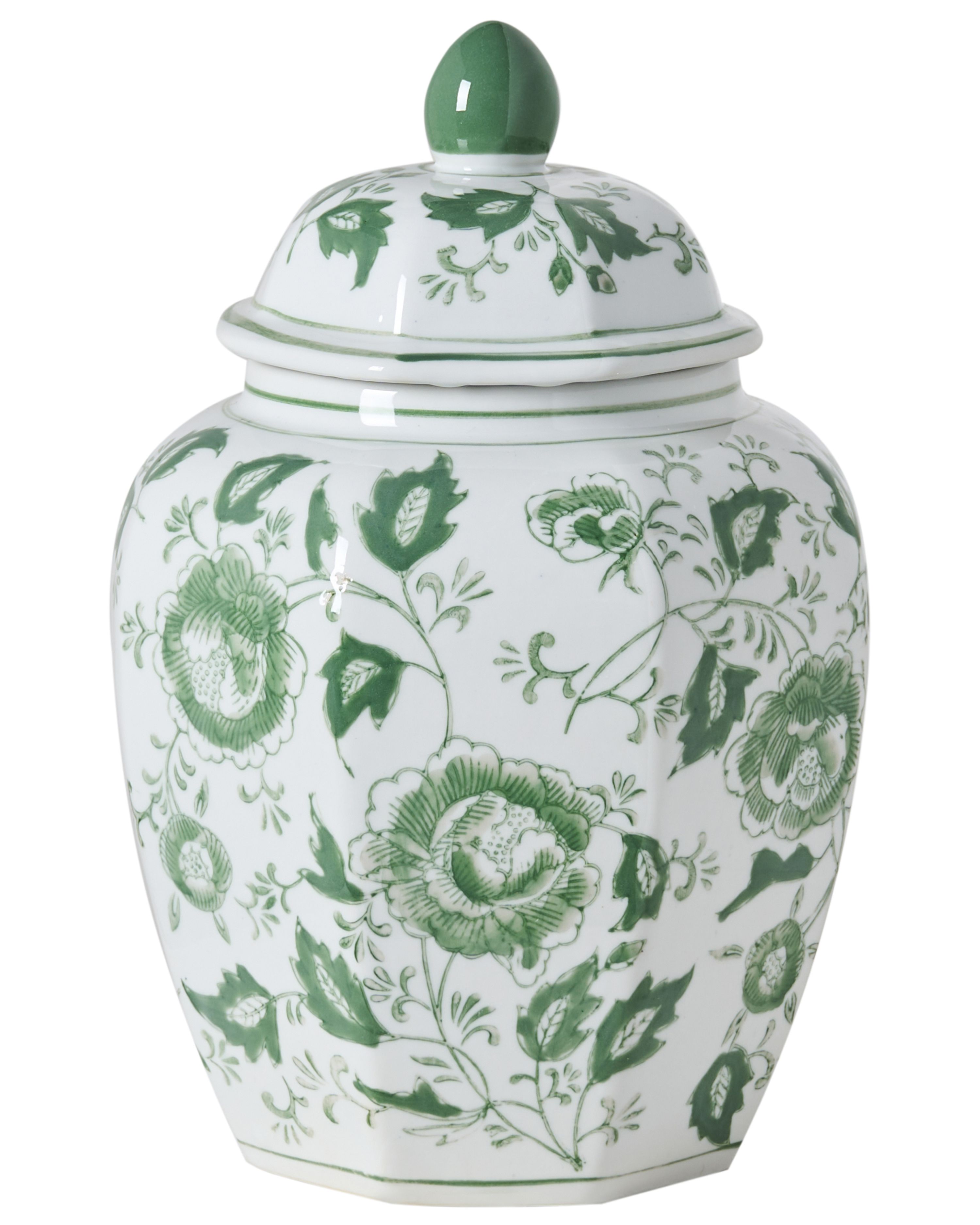 Lidded Vase FERROL Porcelain 29 cm White/ Green