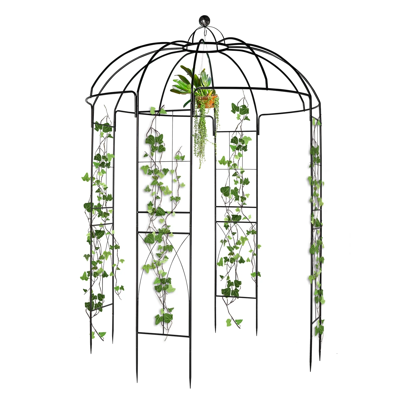IVV Birdcage Shape Garden Arch, 8.9'Hx6.8'Dia, Pergola Plant Climbing Trellis Arbor Heavy Duty Metal Gazebo Garden Arch for Outdoor Arbor Climbing Plants Backyard Patio Wedding Ceremony, Black - Image 6