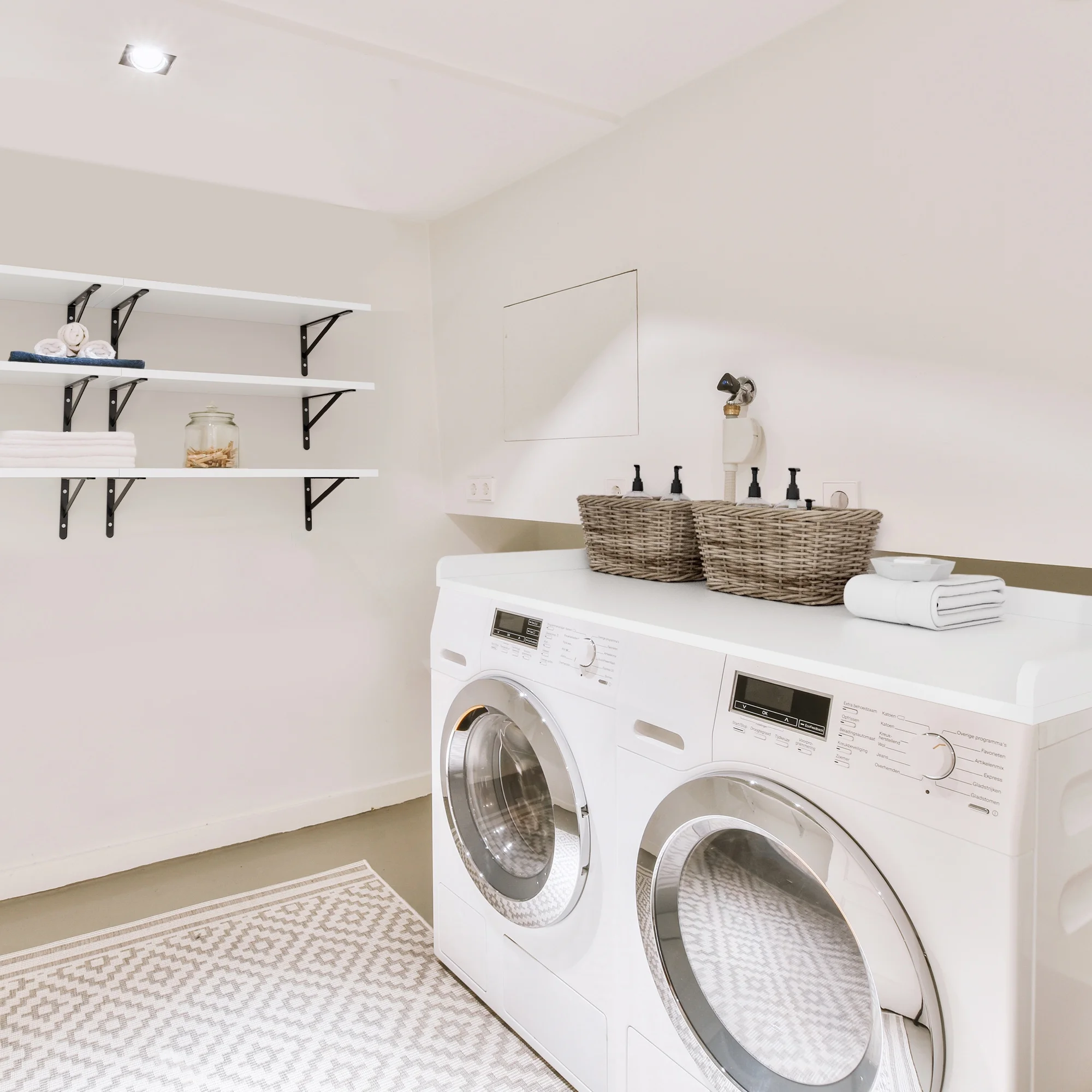 Kaboon Washer Dryer Countertop with Edge Rails, 27.5" x 54", Light Walnut - Image 61