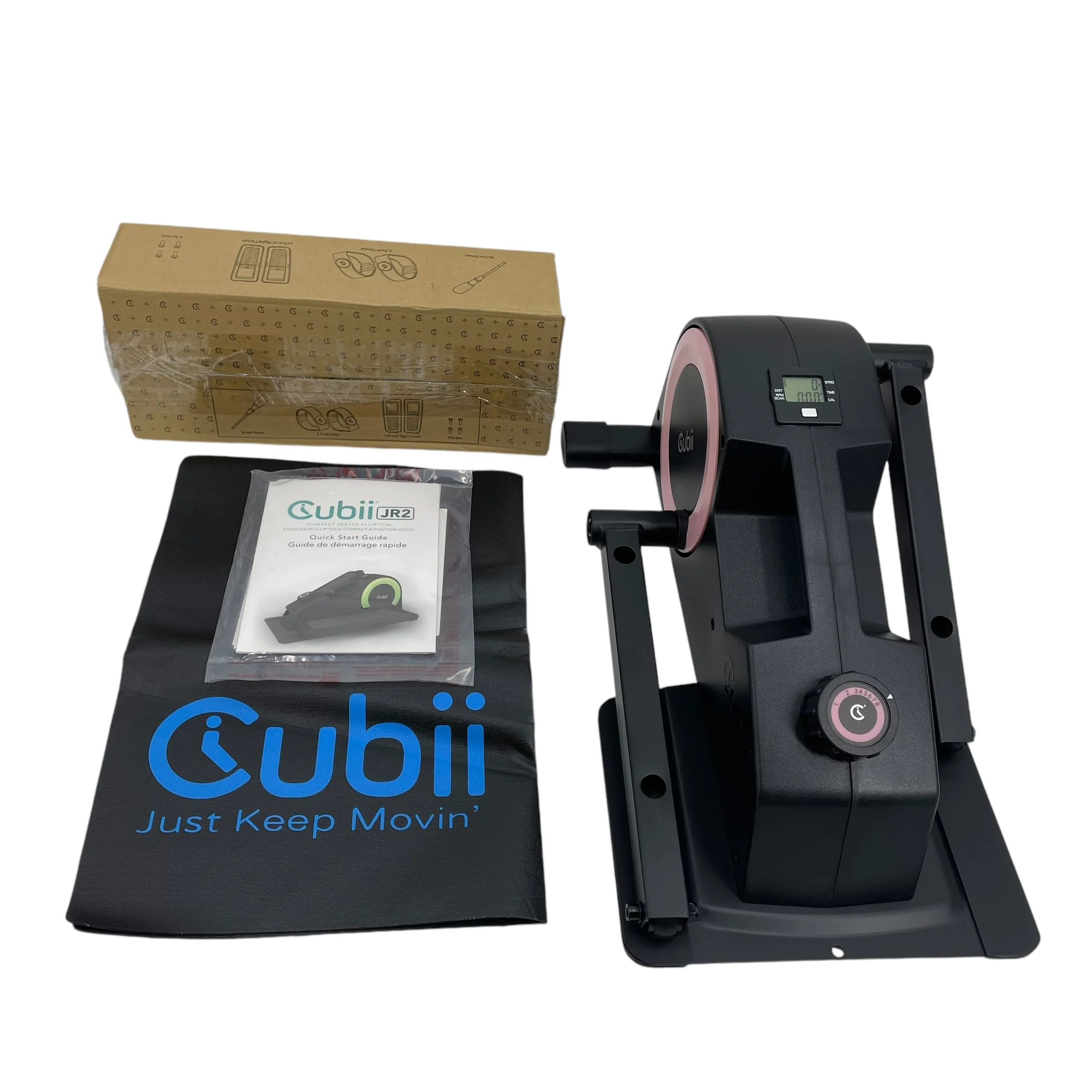 Cubii PINK JR2, Under Desk Bike Pedal Exerciser, Work from Home Fitness, Mini Seated Elliptical Machine
