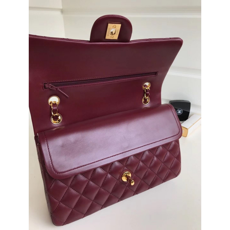 Replica Chanel 1112 Burgundy Medium Size 2.55 Lambskin Leather Flap Bag1:1High-quality replica