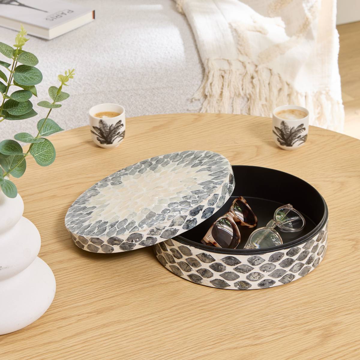 Decorative Box "Sheila" Gray, D.25.5 cm