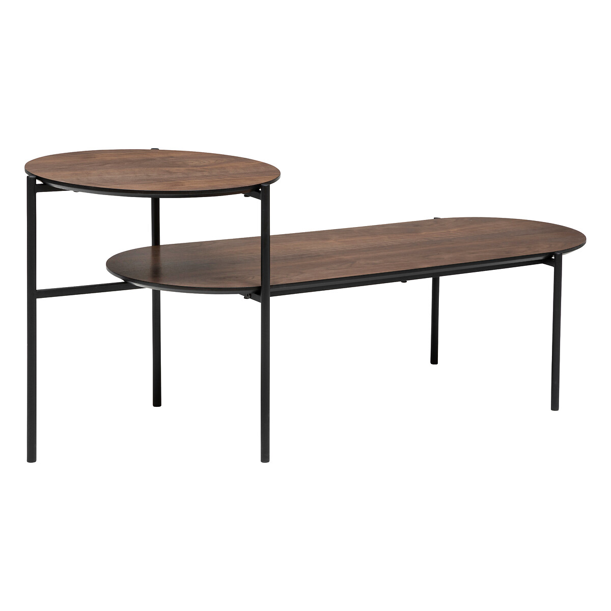 2-tier coffee table "Kemi" Walnut & metal veneer, 118x43 cm, 2 levels