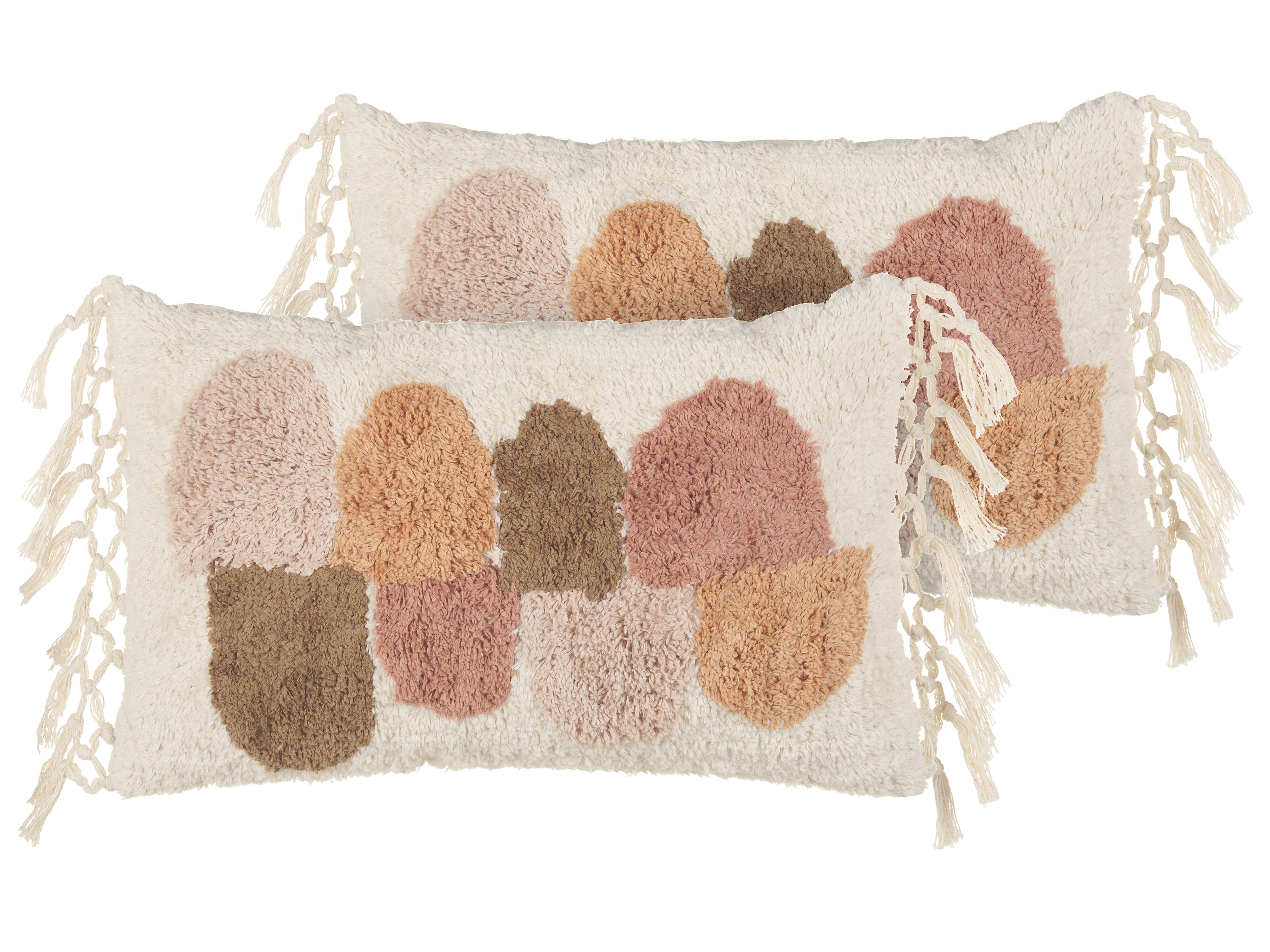 Set of 2 Decorative Cushions CALTHA Cotton 30 x 50 cm Beige Abstract Pattern