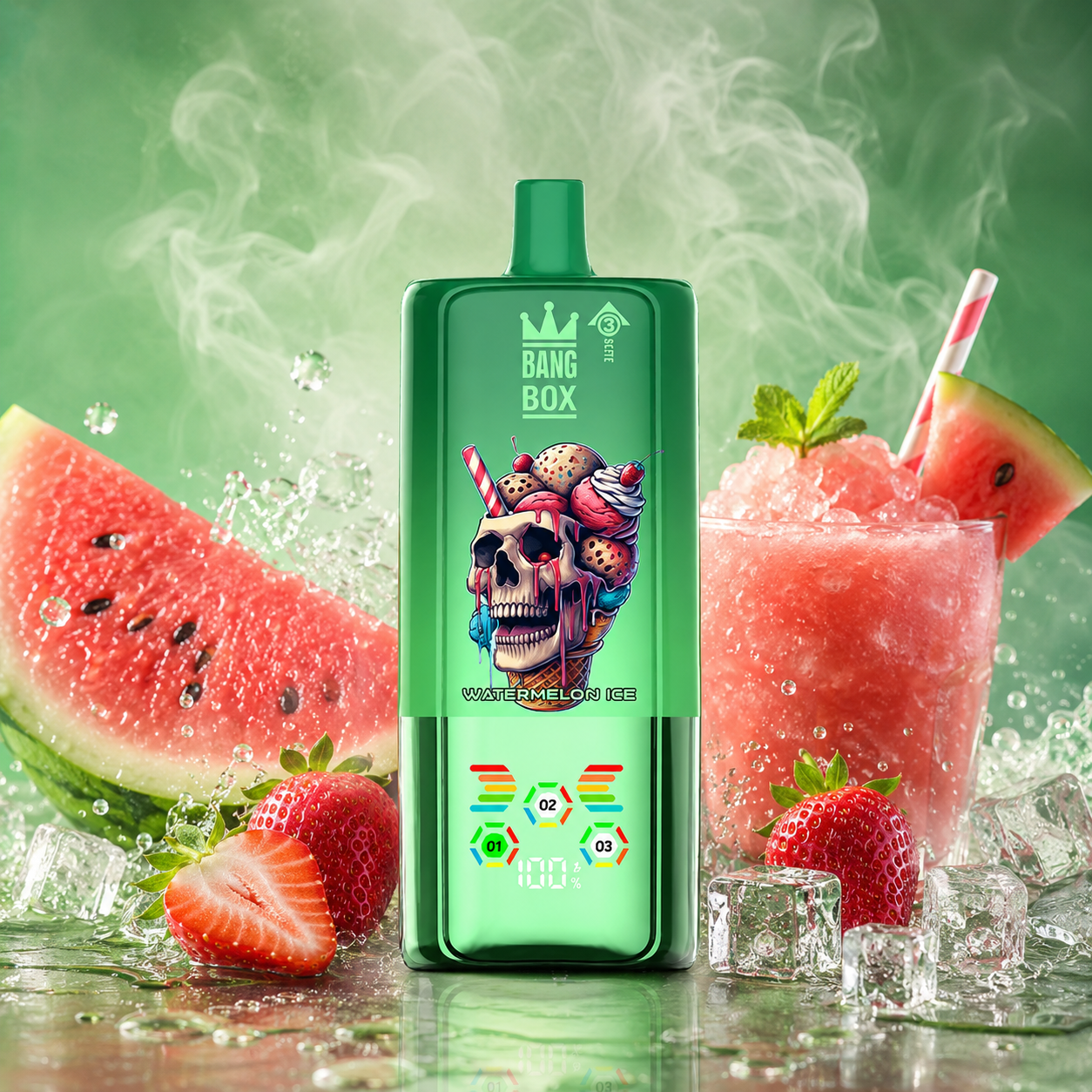BANG BOX 80 000 puffów 3w1 – Watermelon Ice; wskaźnik smaku 01/02/03