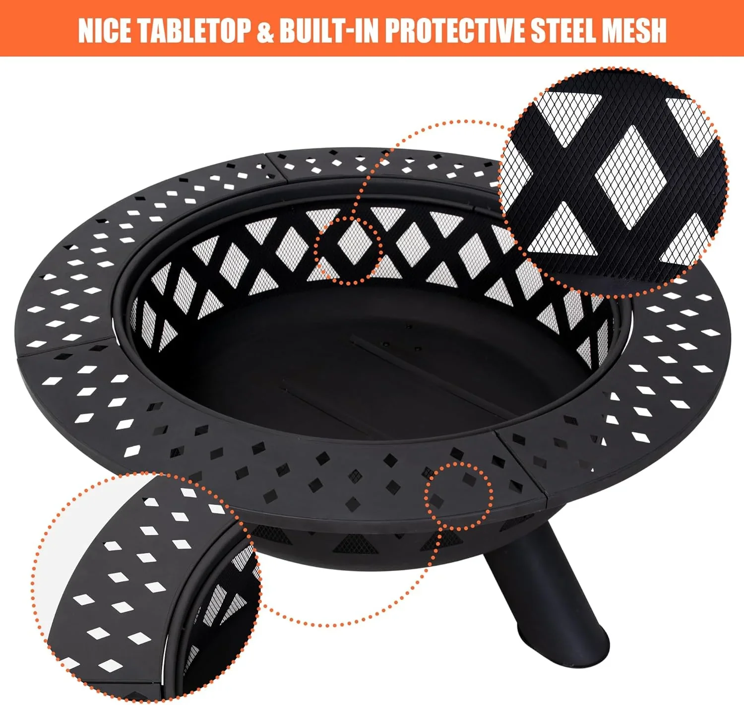 SUNCREAT 42-Inch Wood Burning Patio Fire Pit, Black, 42.1 Inch Diameter x 25.2 Inch High - Image 38 SUNCREAT 42-Inch Wood Burning Patio Fire Pit, Black, 42.1 Inch Diameter x 25.2 Inch High - Image 38