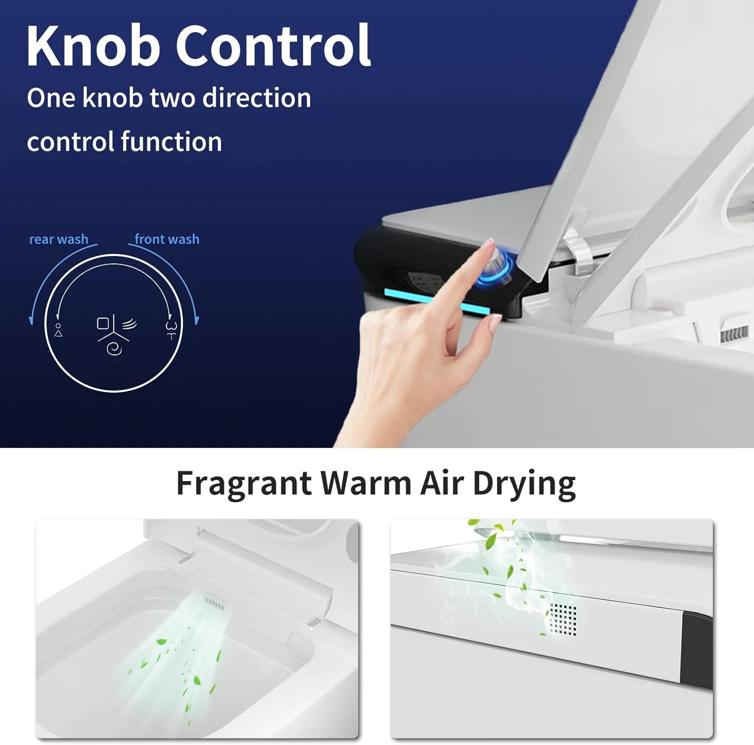 LALAHOO Smart Toilet with Bidet Built in, Auto Open & Close, Elongated Heated seat, Foot Sensor Flush, LED Display, Warm Water Wash, Dryer, Night Light, Black - Image 52