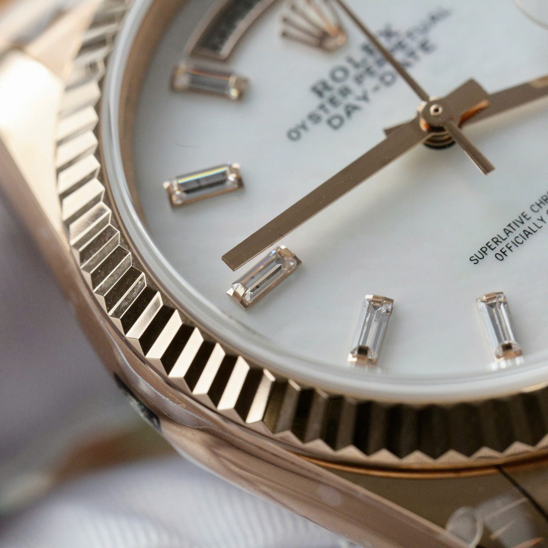 Rolex Day-Date Rose Gold Replica Watch Dial Mother Of Pearl QF Factory 36mm - Elite Watch Atelier