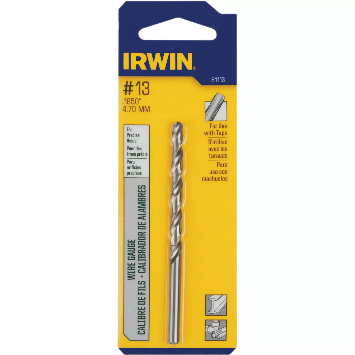 Irwin #13 Bright High Speed Steel Wire Gauge Drill Bit