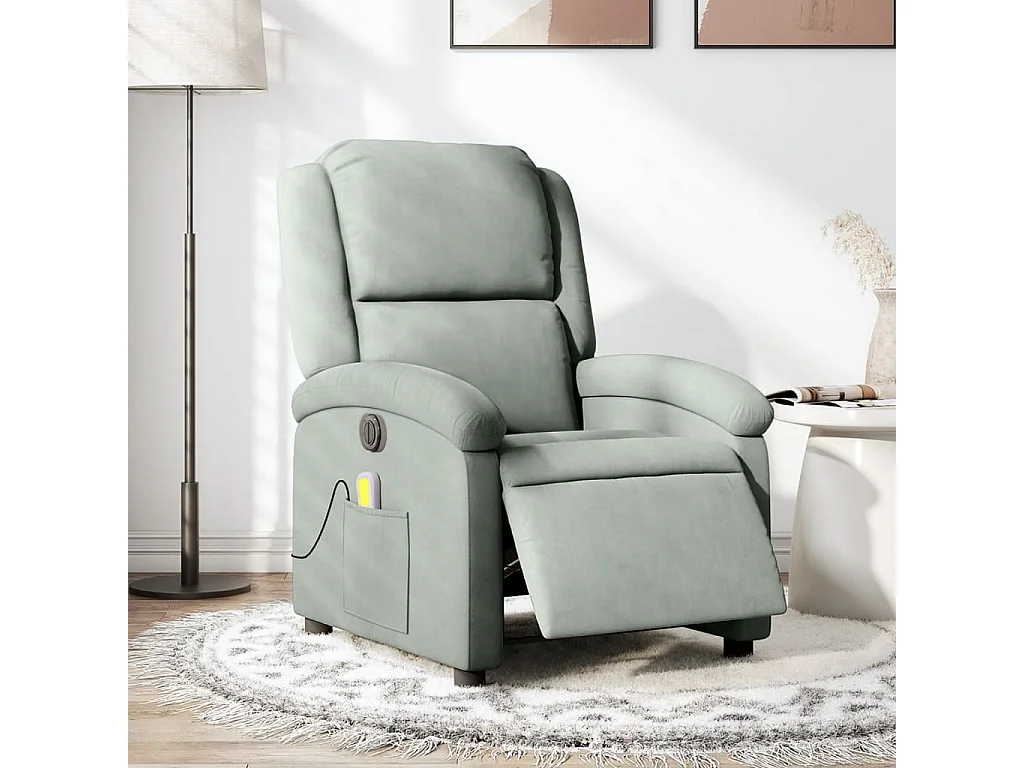Fauteuil inclinable électrique-Chaise de relax-Fauteuil salon de massage gris clair velours SHL2247
