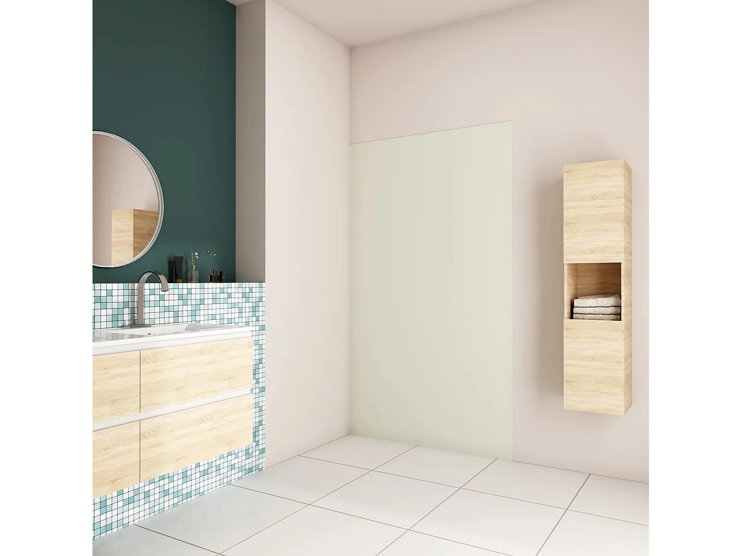 AICA Panneau mural de douche Ivoire 120x210cm,Panneaux muraux salle de bain habillage mural aluminium