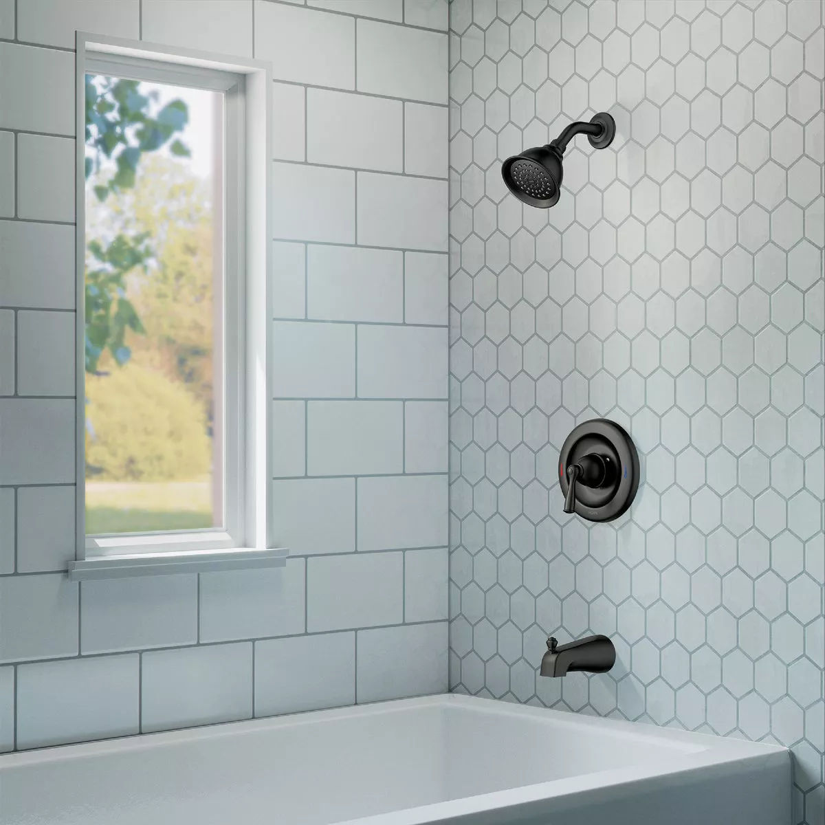 Moen Banbury Posi-Temp 1-Handle Lever Tub and Shower Faucet, Matte Black