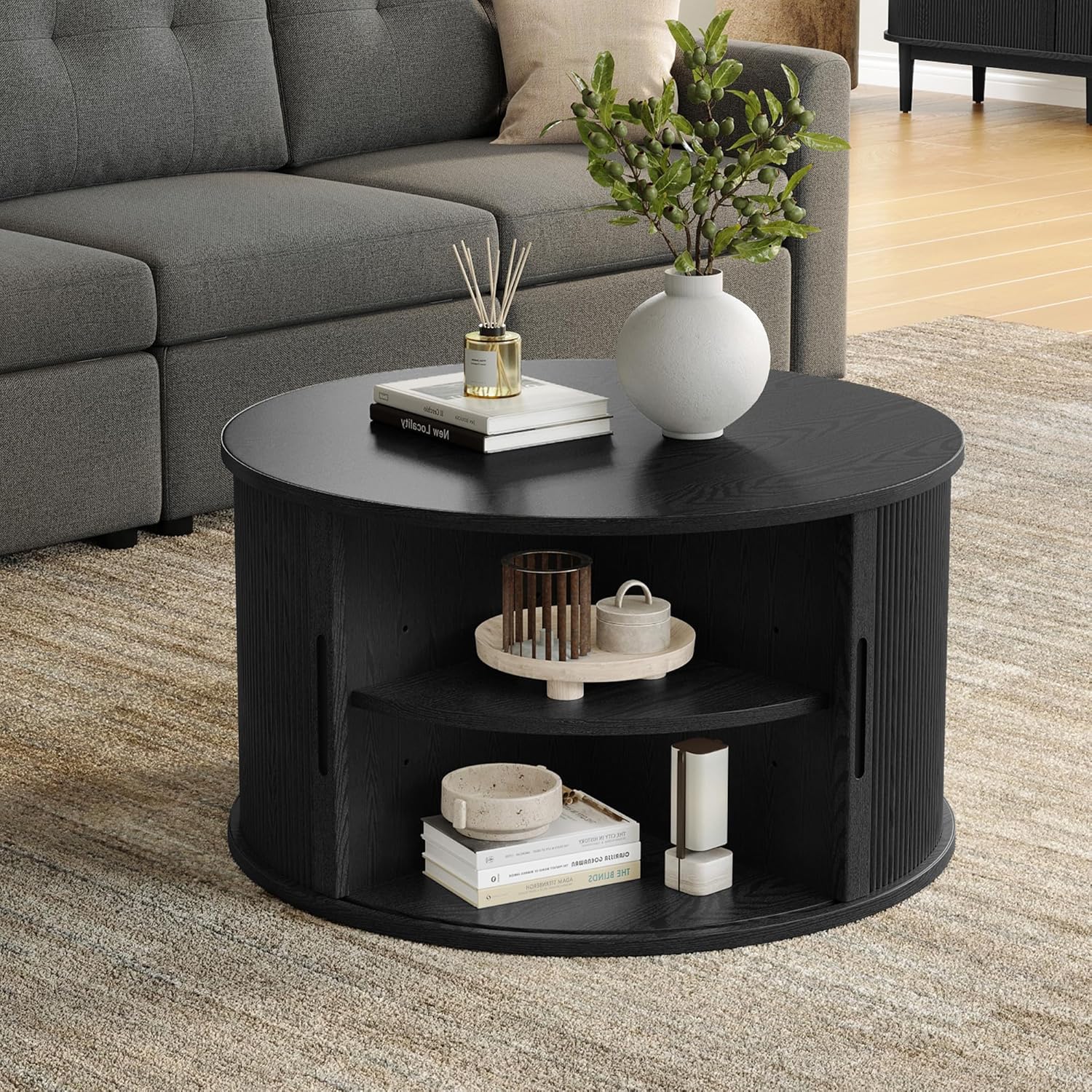 LINSY HOME Round Coffee Table, 31.5