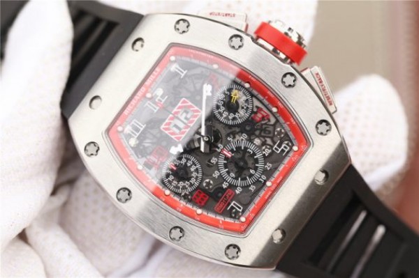 Replica Richard Mille RM011 Felipe Massa Red Inner Bezel Black Rubber Strap A7750 - Elite Watch Atelier