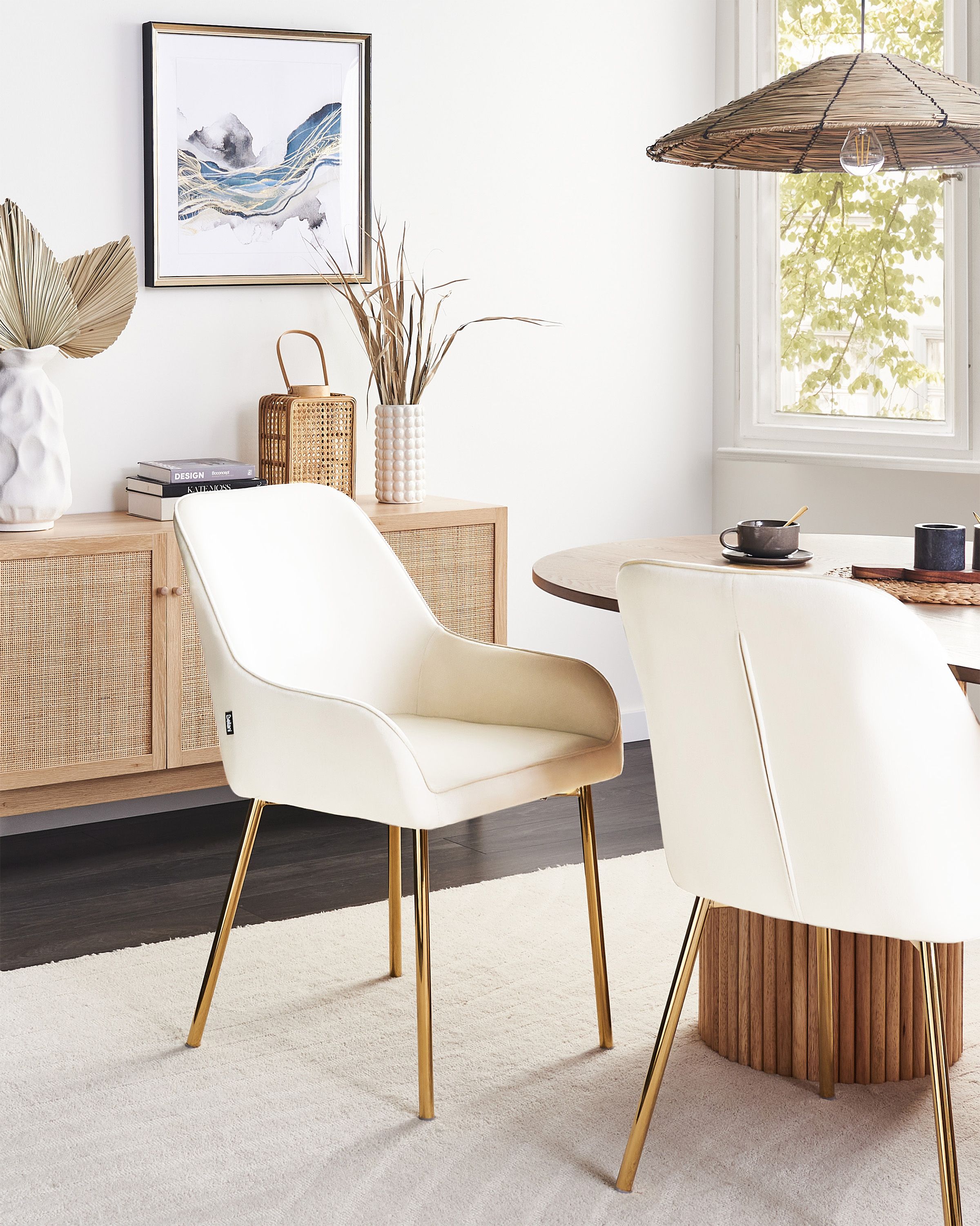 Set of 2 Dining Chairs LOVERNA Velvet Off-White