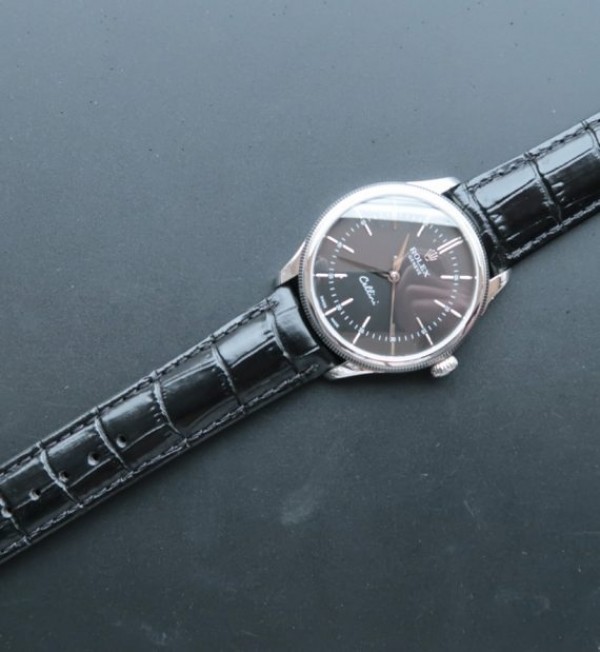 Replica Rolex MK Cellini Time 50509 SS Black Dial Leather Strap A3165 - Top club