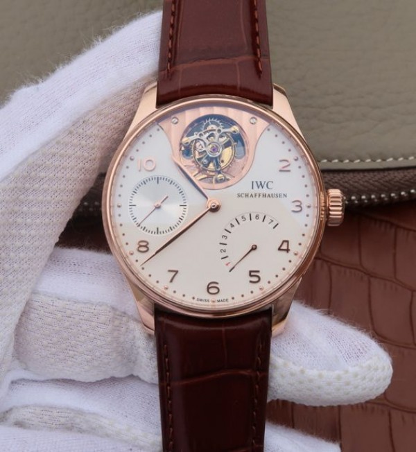 Replica IWC AZ Portuguese Tourbillon IW5042 RG White Dial Leather Strap - Top club