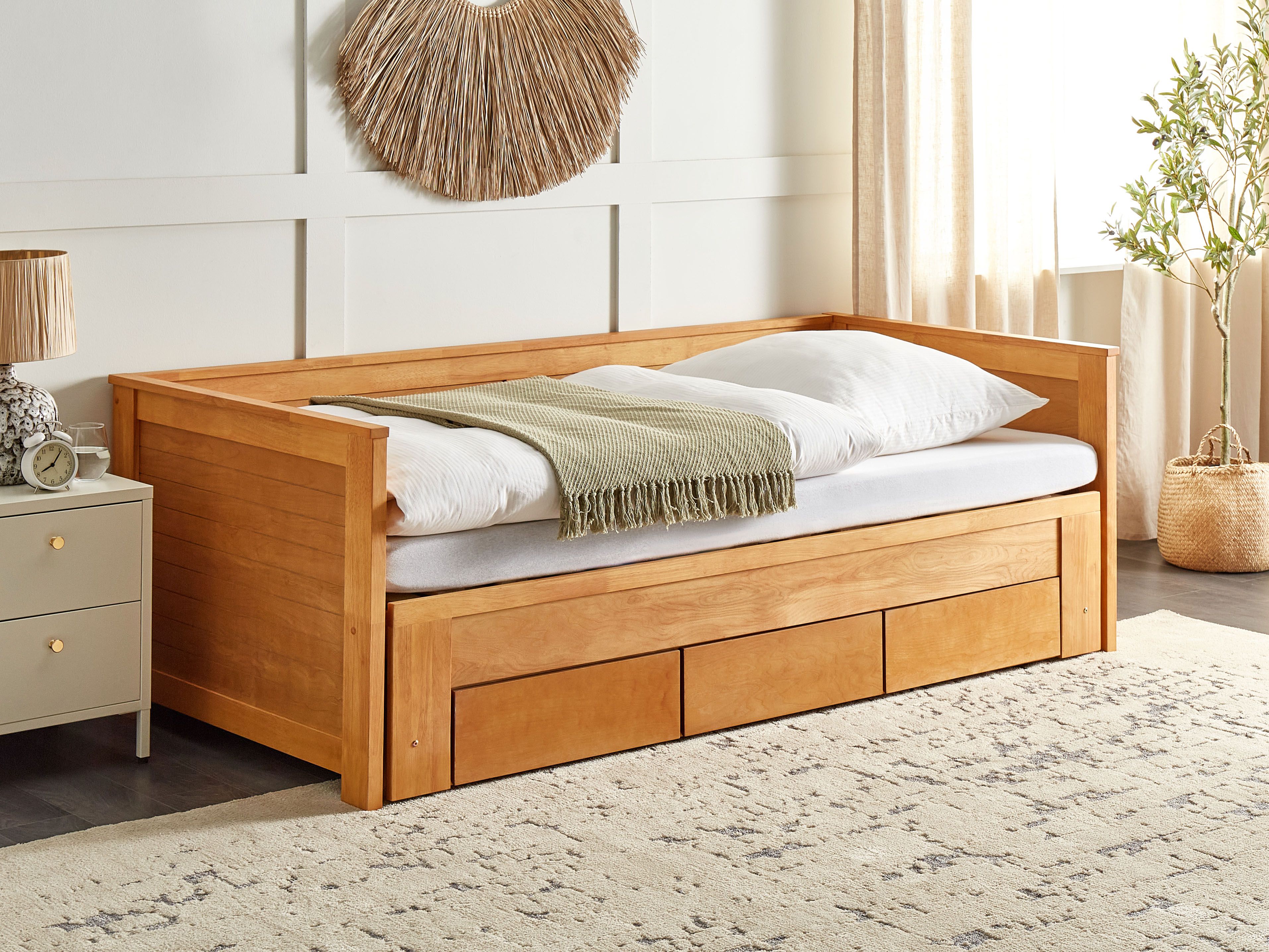 Bed with Storage Drawers Wood CAHORS 90 x 200 cm (EU Single) Brown