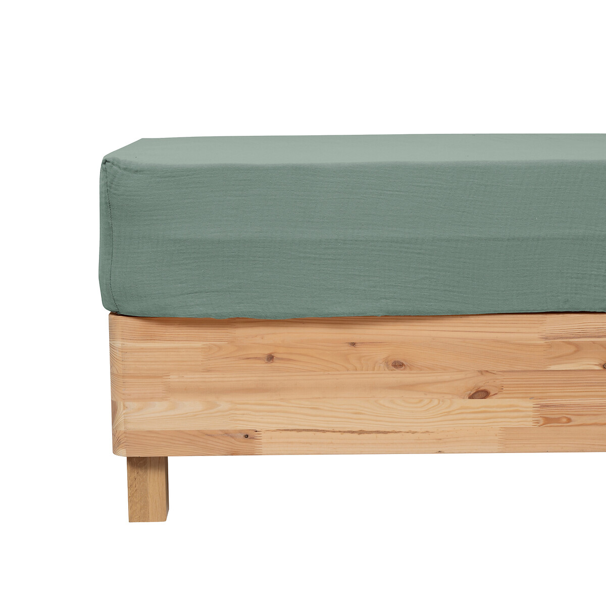 Fitted sheet "Flora" Cotton Gauze, Celadon Green, 140x190 cm