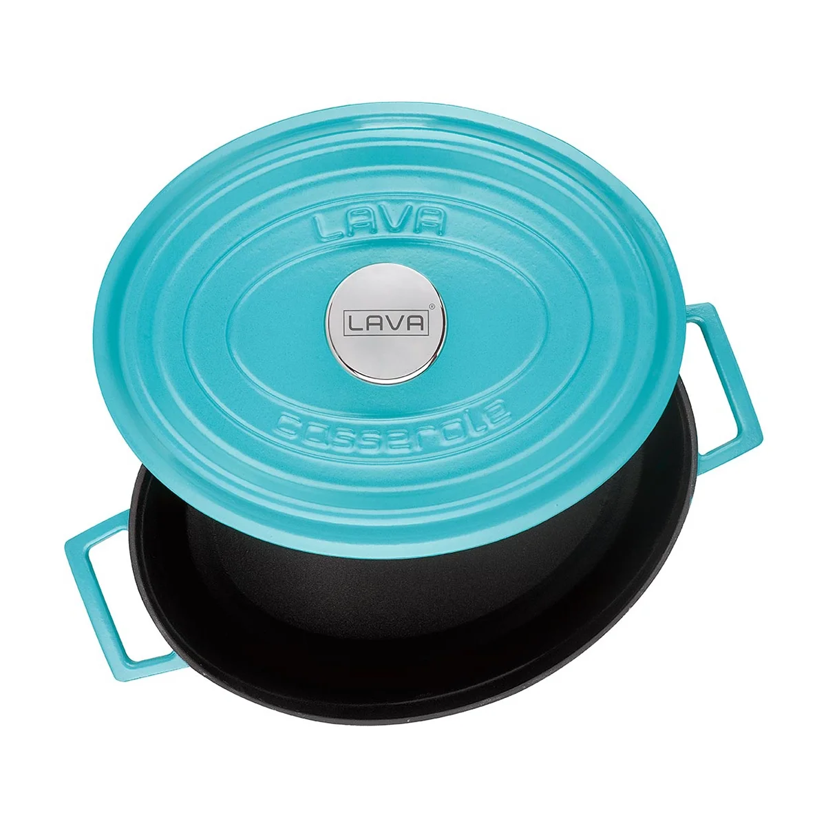 Lava Enameled Cast Iron Dutch Oven 5 Qt. Oval Spring Series with Trendy Lid Turquoise