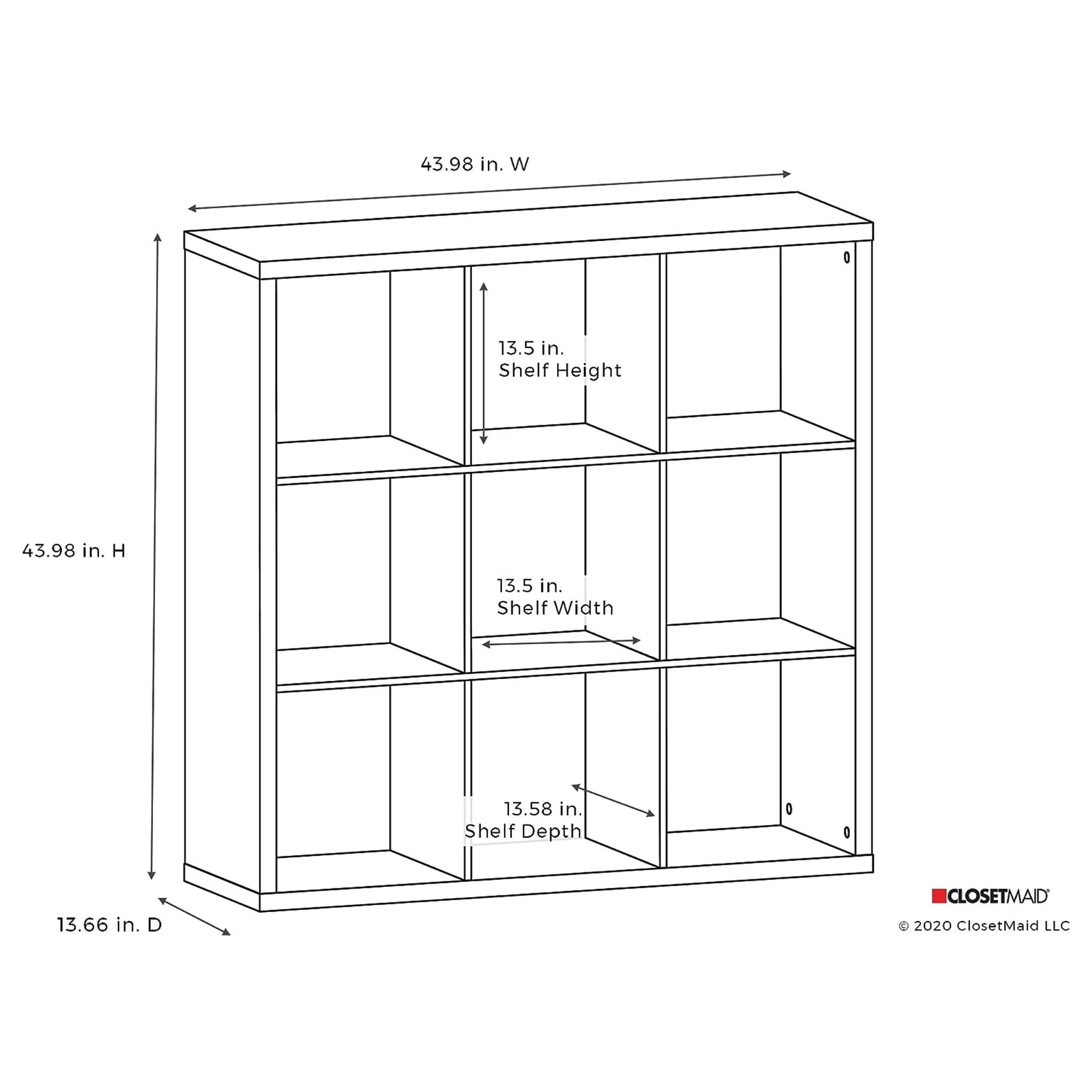 ClosetMaid 9 Cube Storage Shelf Bookshelf Organizer with Back Panel, Gray - Image 8