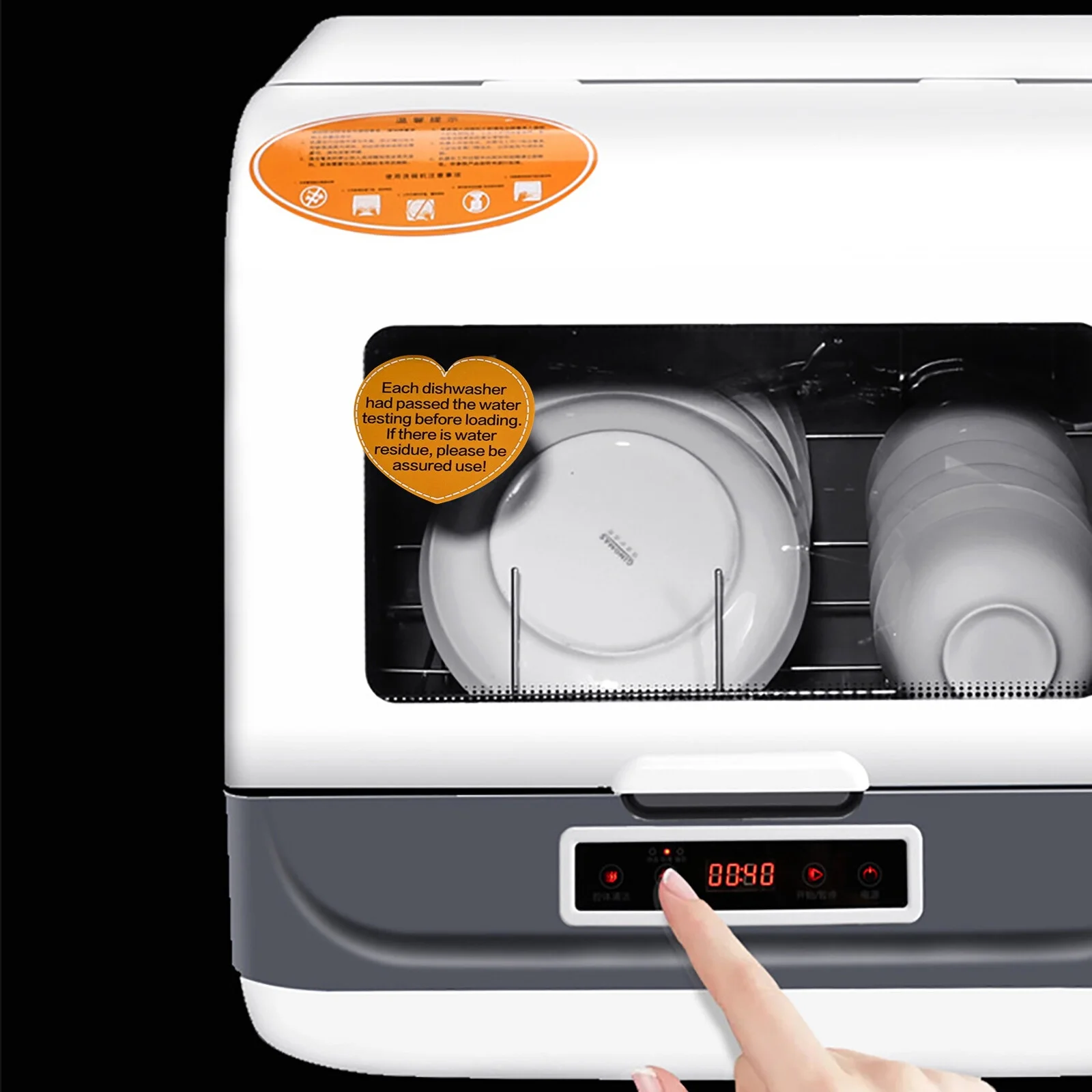 110V 800W Countertop Dishwasher - Stainless Steel,3 Wash Modes + Fruit Wash,Touch Control,Space-Saving,Ideal for Small Kitchens & RVs - Image 8