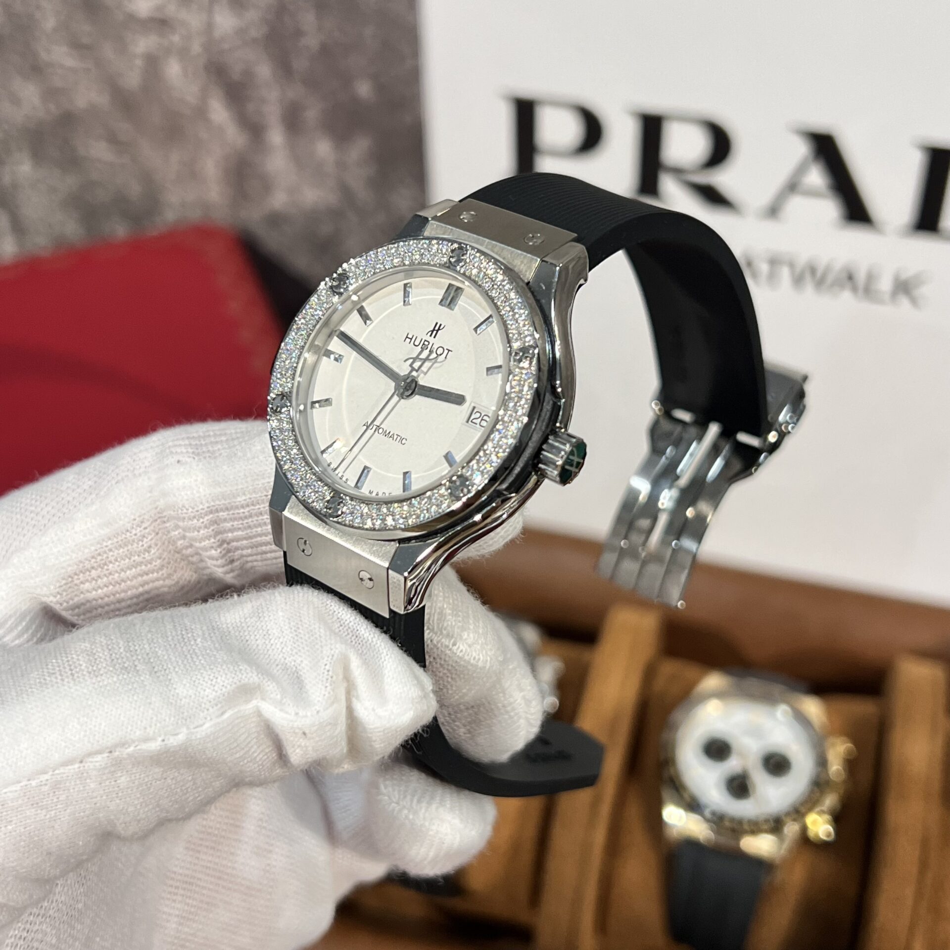 Hublot Replica 11 Watch Classic Fusion Titanium White Dial With Moissanite Bezel 38mm - Top club