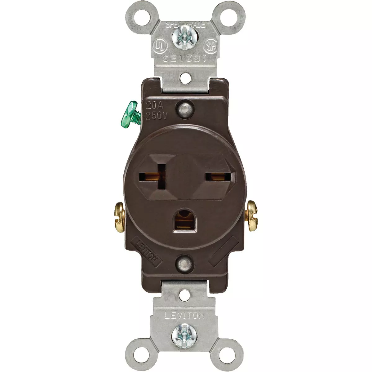 Leviton 20A Brown Heavy-Duty 6-20R Grounding Single Outlet