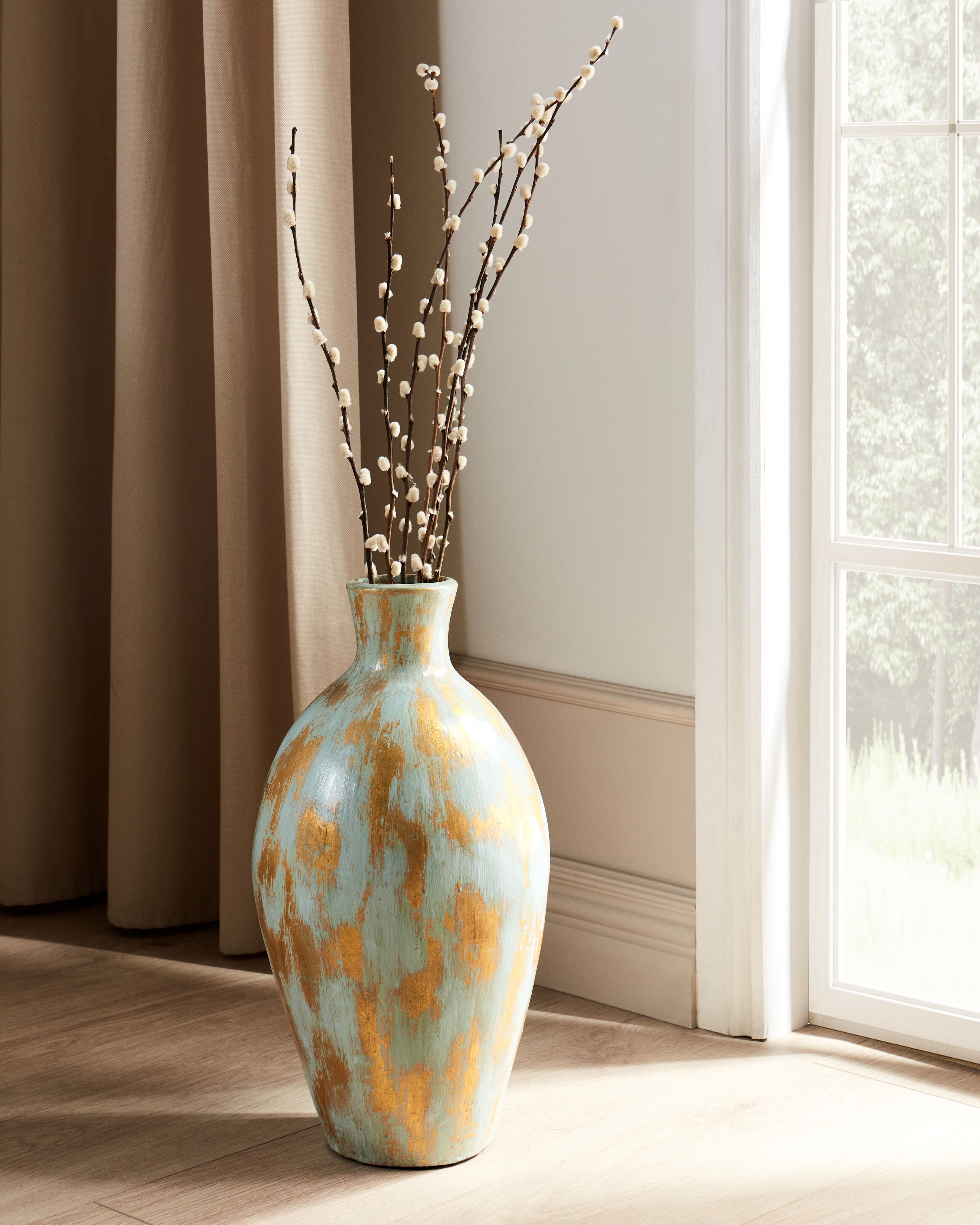 Decorative Vase DIKAJA Ceramic 45 cm Blue