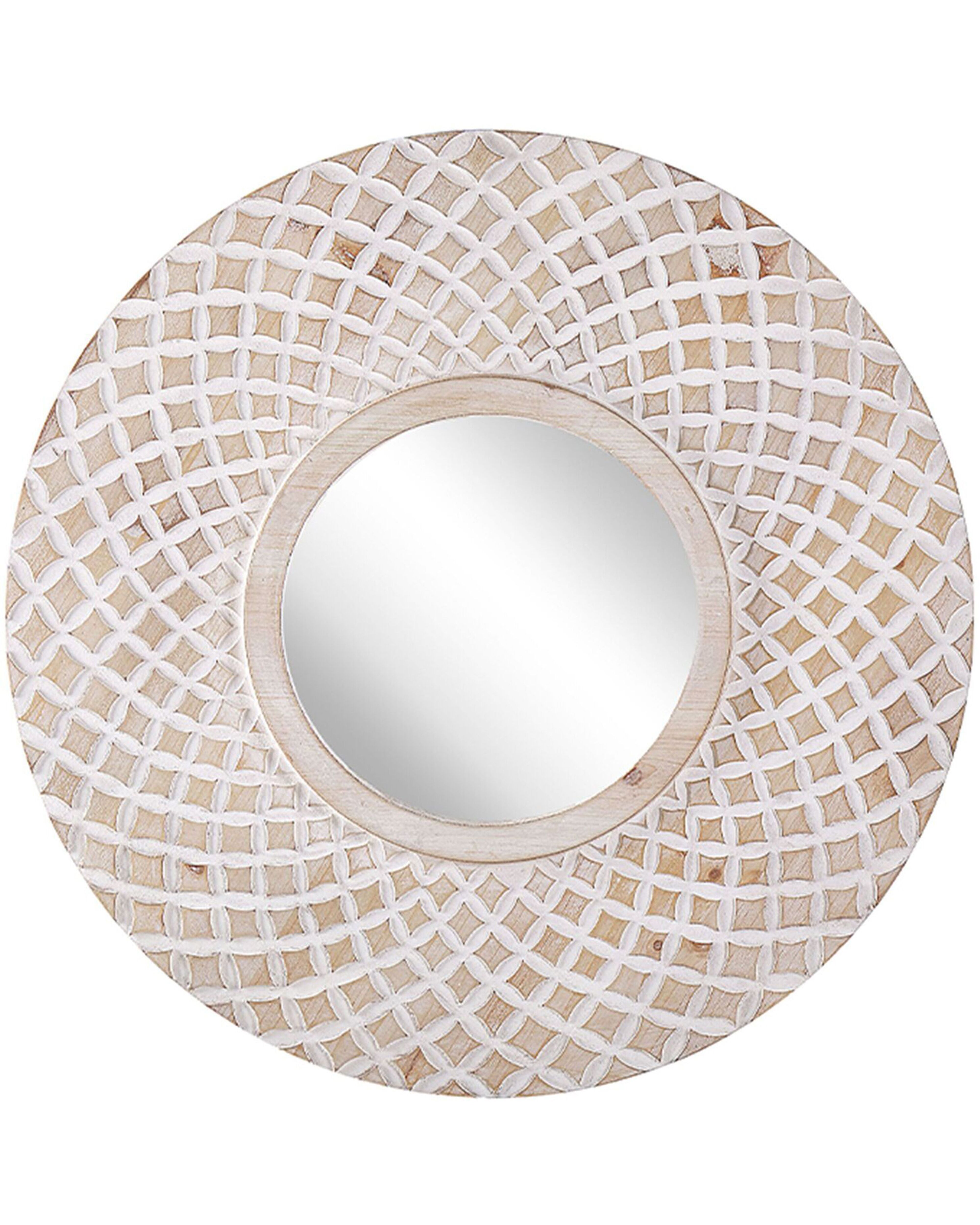 Wall Mirror POMARO 60 cm 60 cm Fir Wood Light Brown