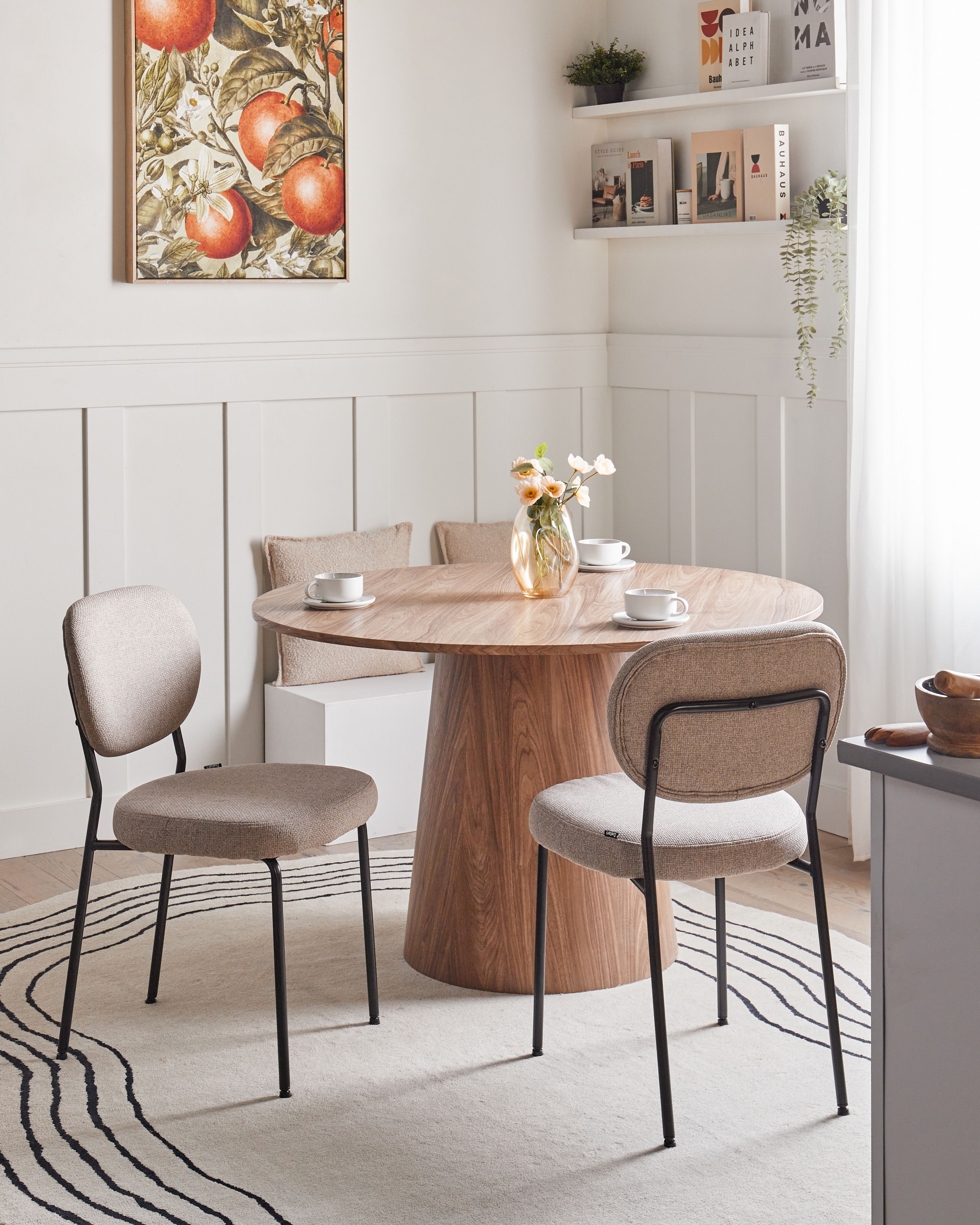 Set of 2 Dining Chairs LOLETA Fabric Light Brown