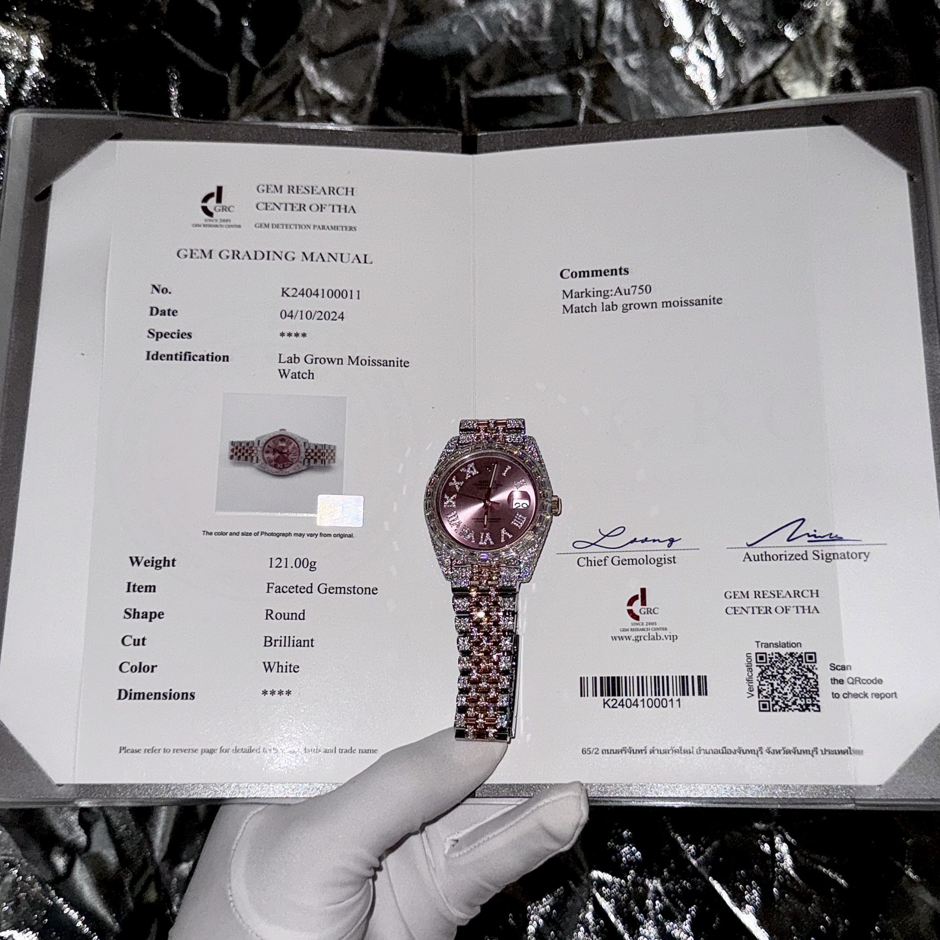 Rolex Replica Watch DateJust With Full Moissanite Diamond Pink Dial 41mm - Elite Watch Atelier