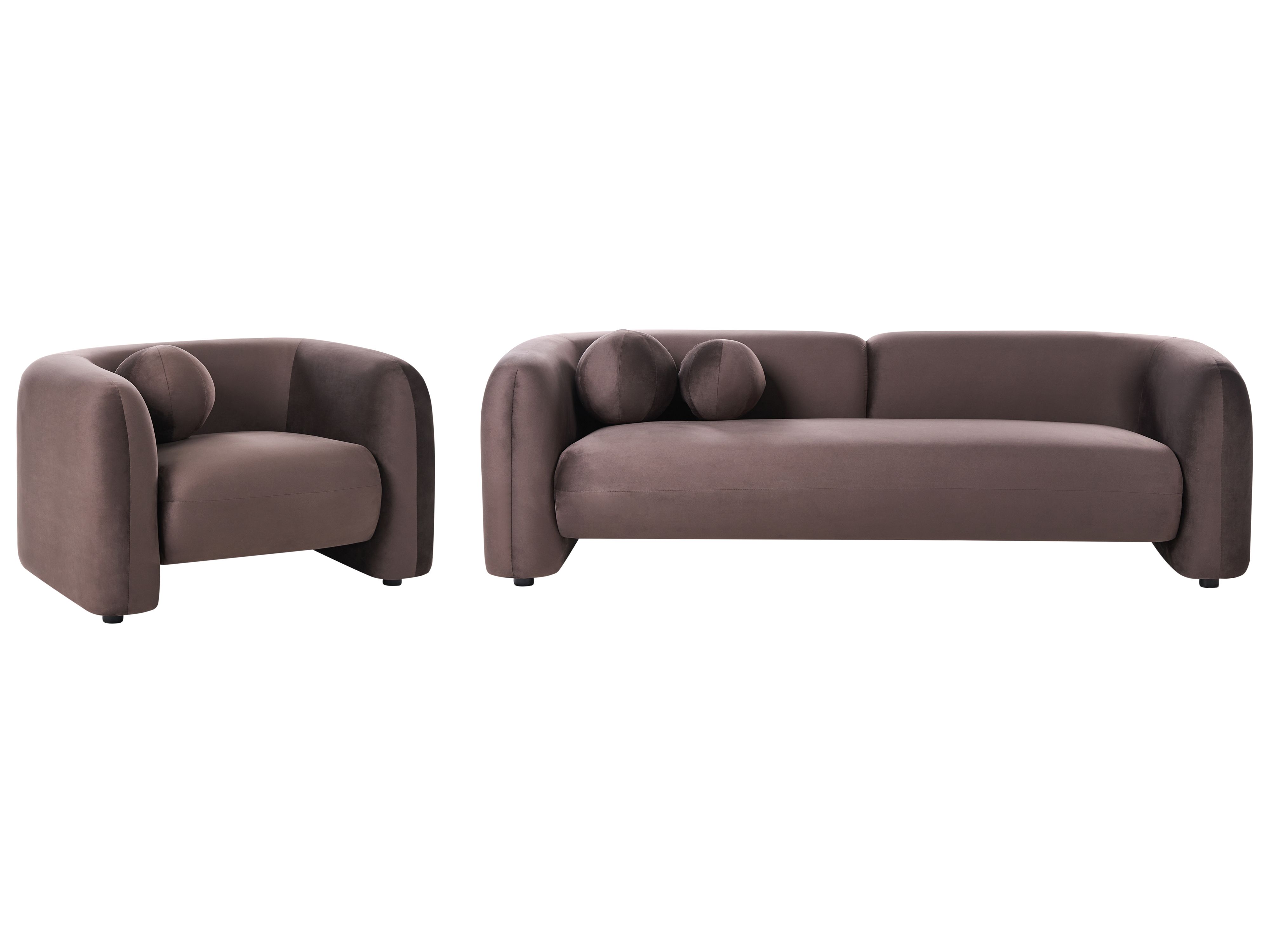 Living Room Set 4 Seater LEIREN Velvet Dark Brown